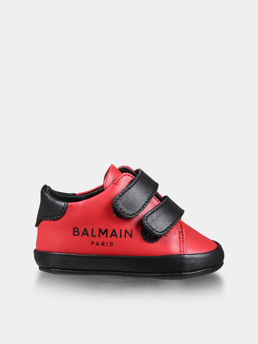 Sneakers rosse per neonato con logo,Balmain Kids,BV0546 Y0051 414NE