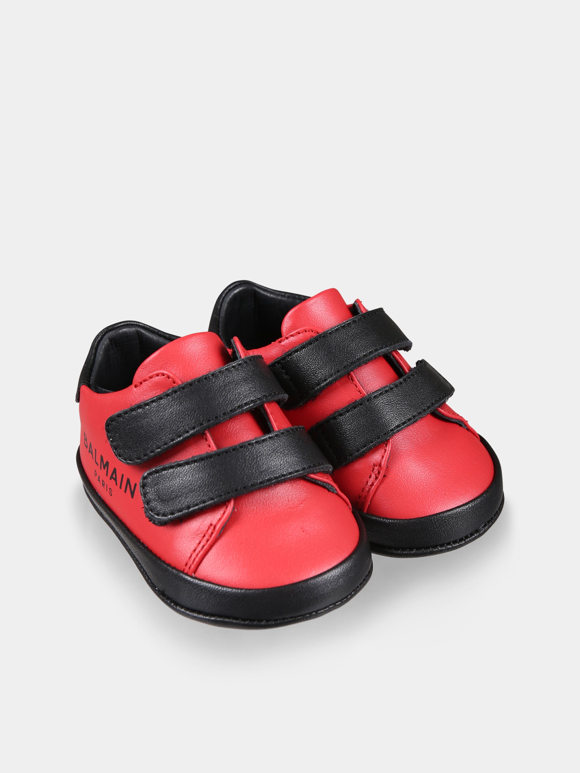 Sneakers rosse per neonato con logo,Balmain Kids,BV0546 Y0051 414NE