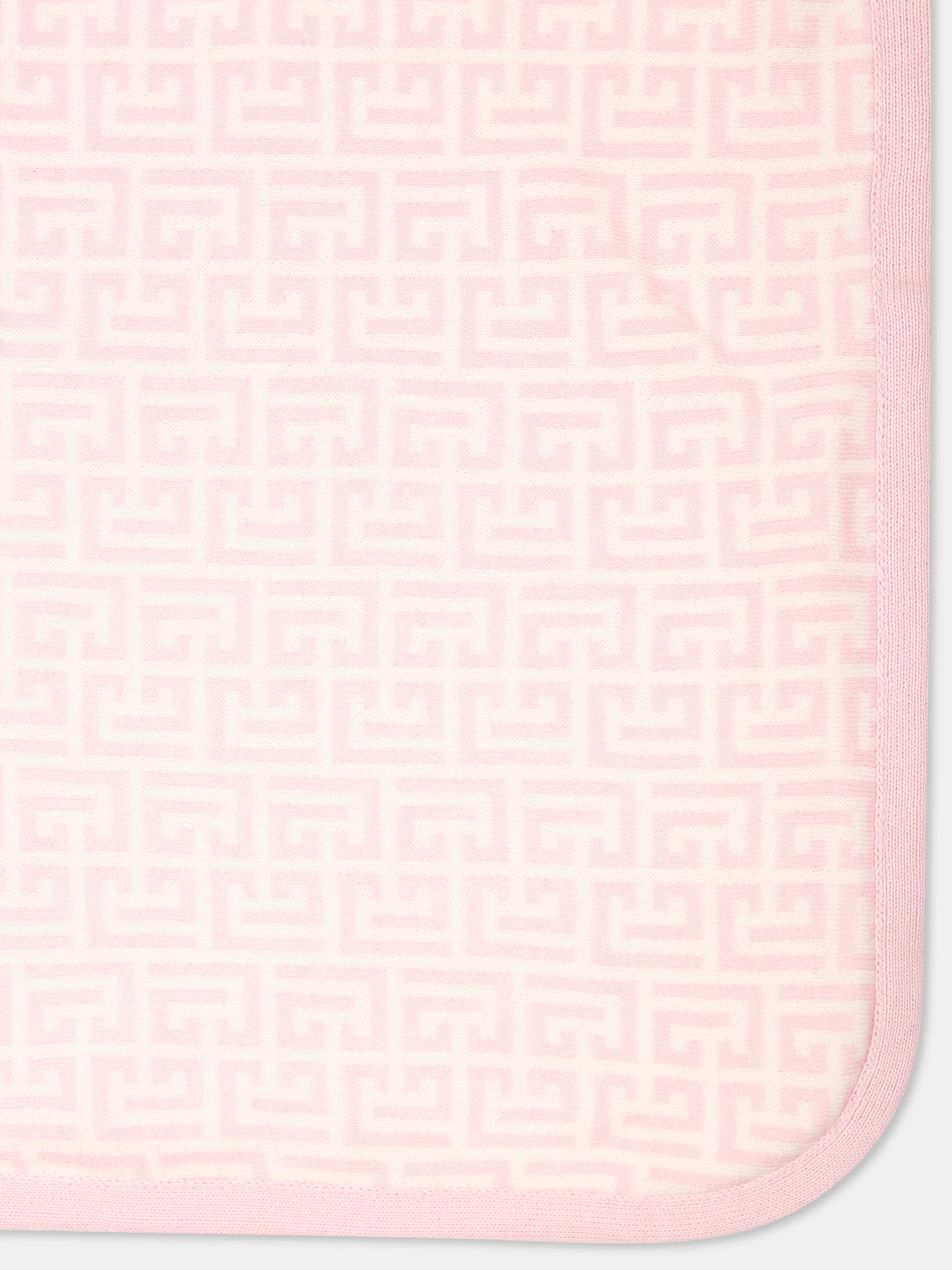 Coperta rosa per neonata con motivo geomterico,Balmain Kids,BV0560 Z2312 102RS