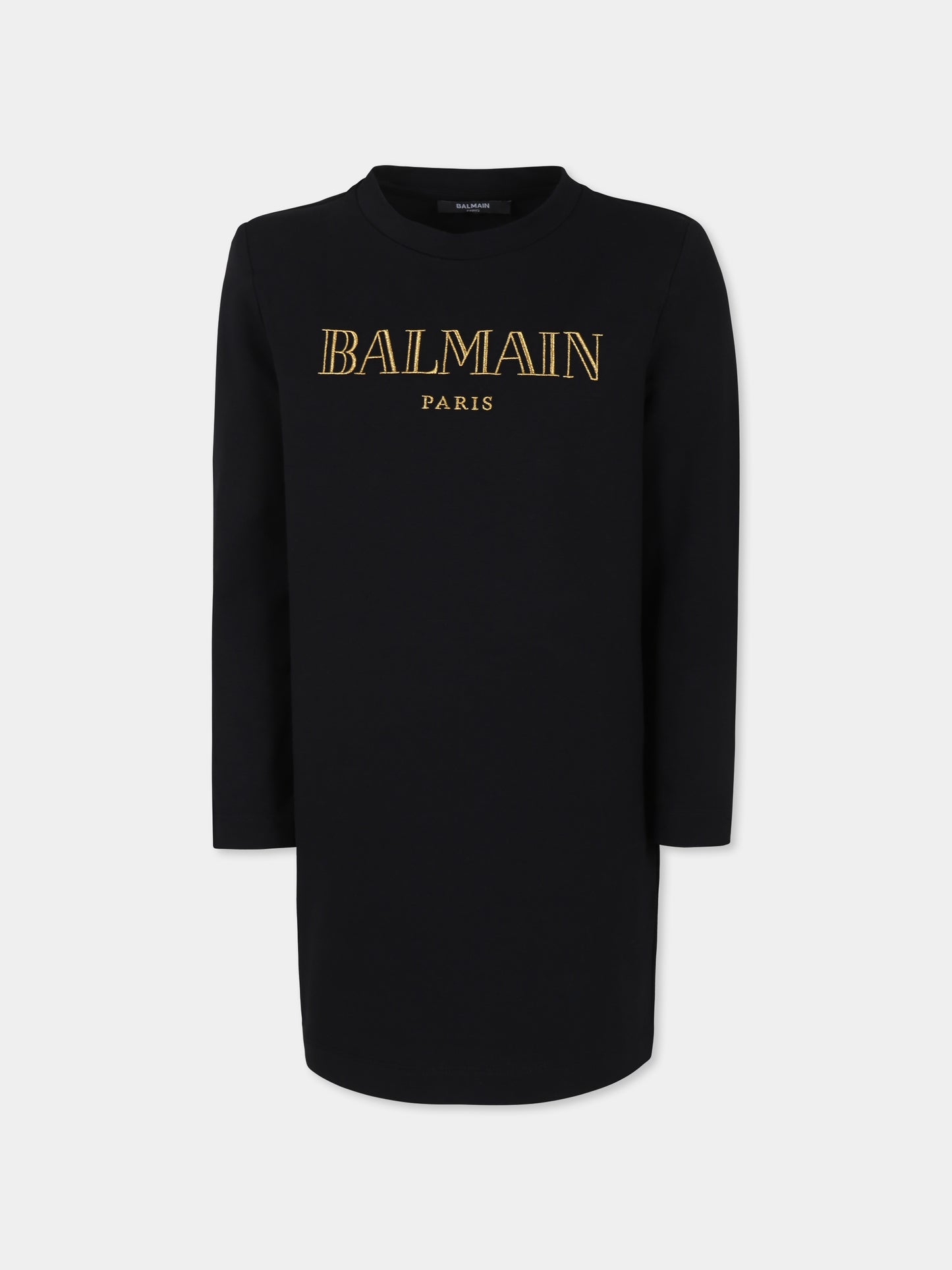 Vestito nero per bambina con logo,Balmain Kids,BV1B70 Z2389 930OR