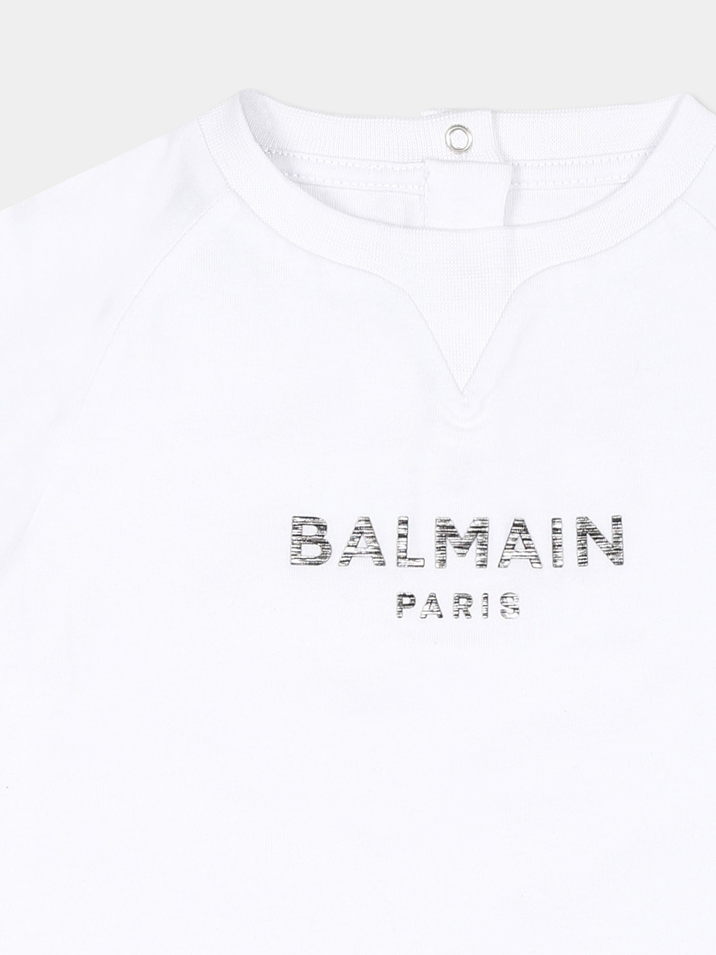 T-shirt bianca per neonata con logo,Balmain Kids,BV8511 Z0057 100AG