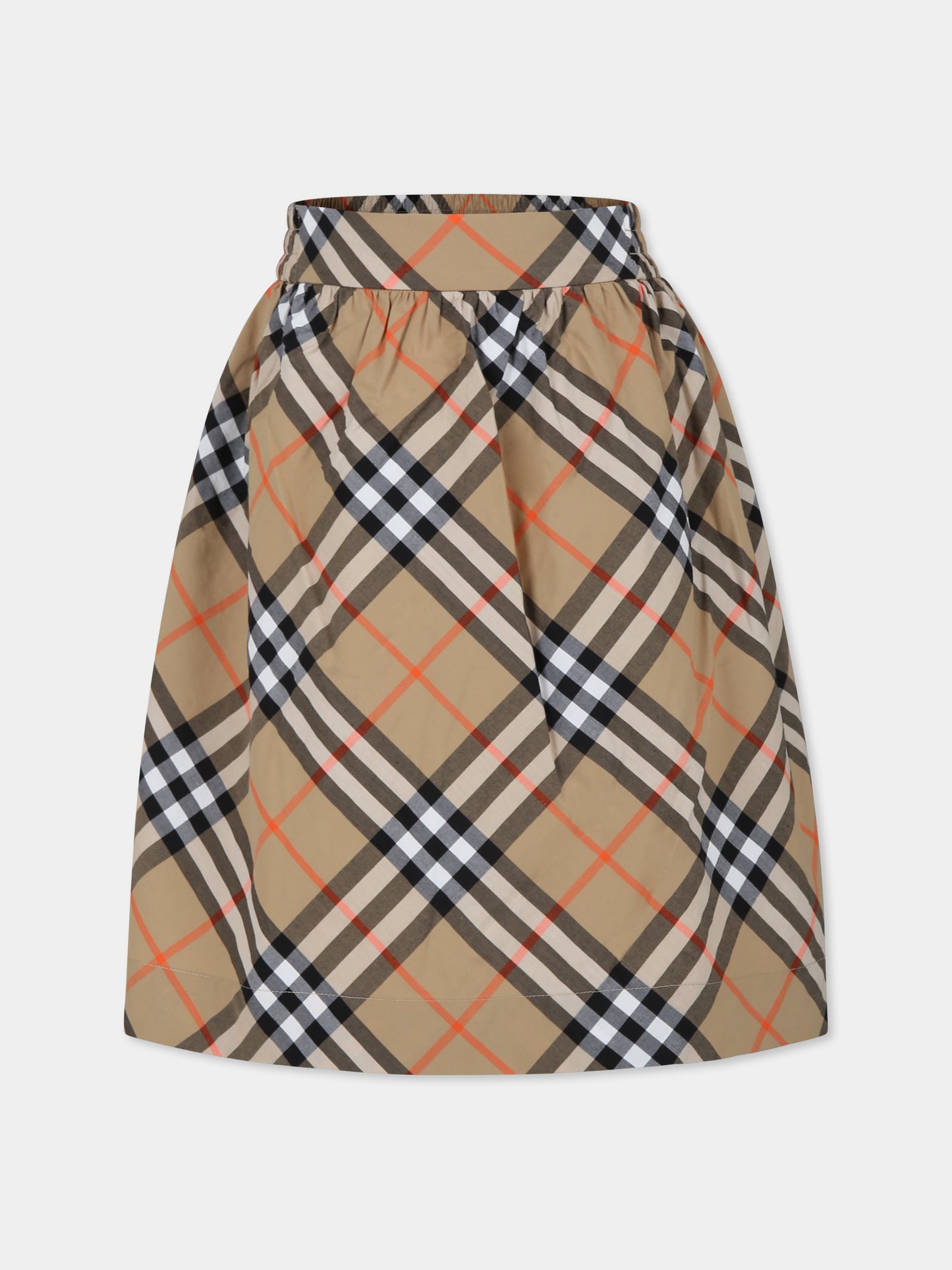 Gonna beige per bambina con check vinatge,Burberry Kids,8096413 B9368