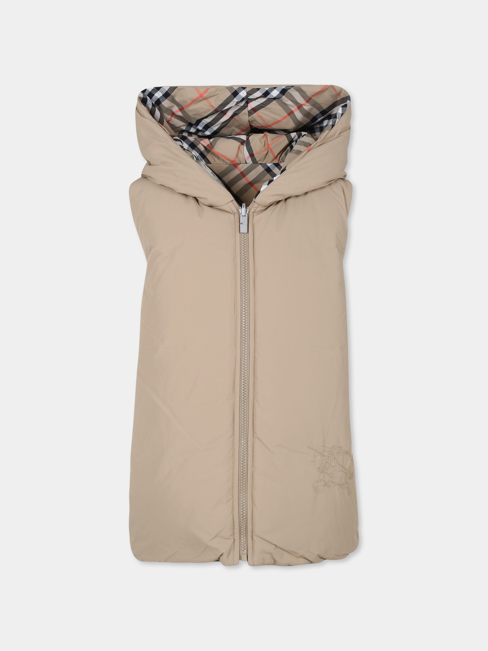 Gilet beige reversibile per bambini con check vintage,Burberry Kids,8092537 B9368