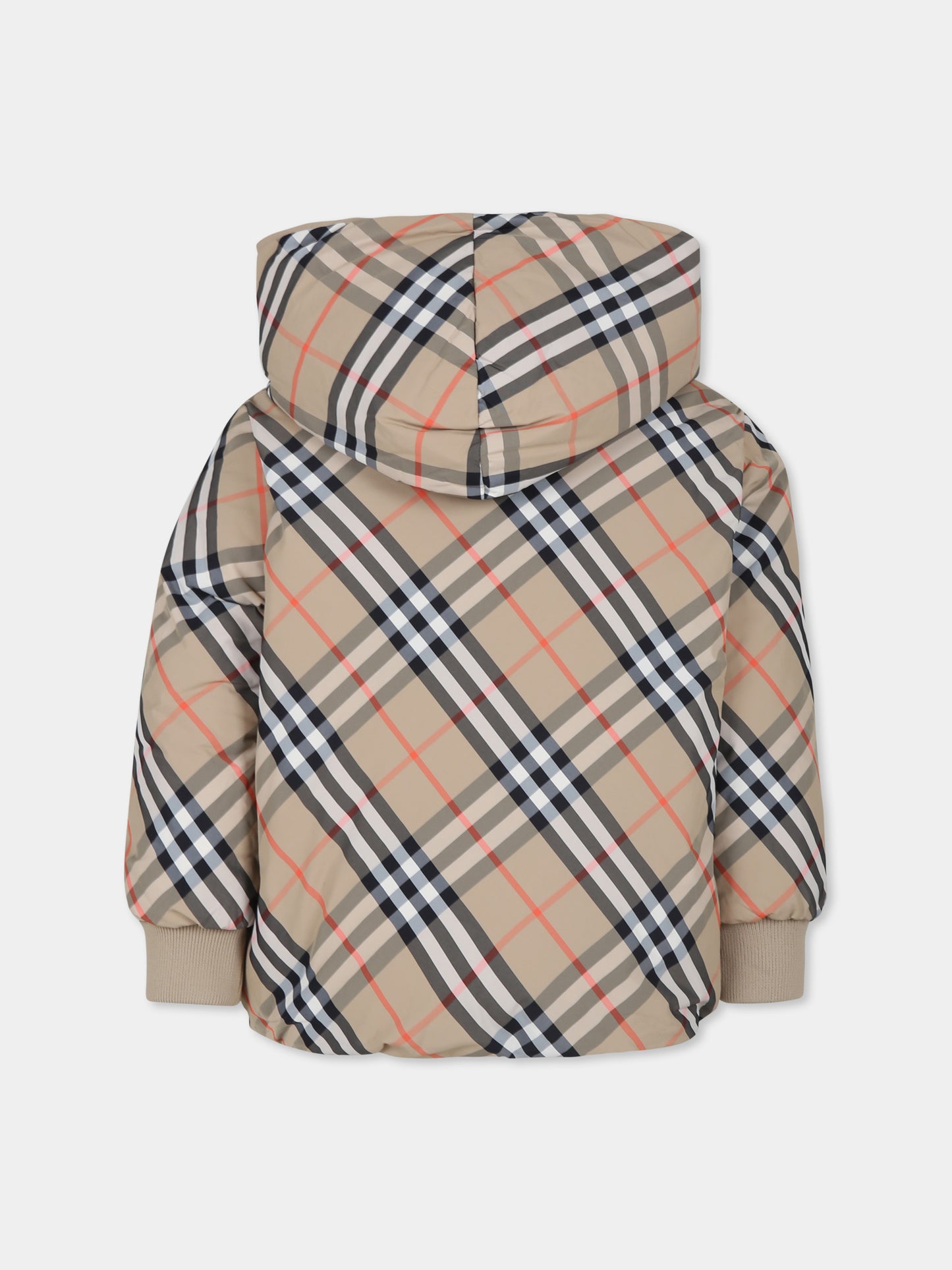 Piumino reversibile beige per bambini con check vintage,Burberry Kids,8092462 B9368