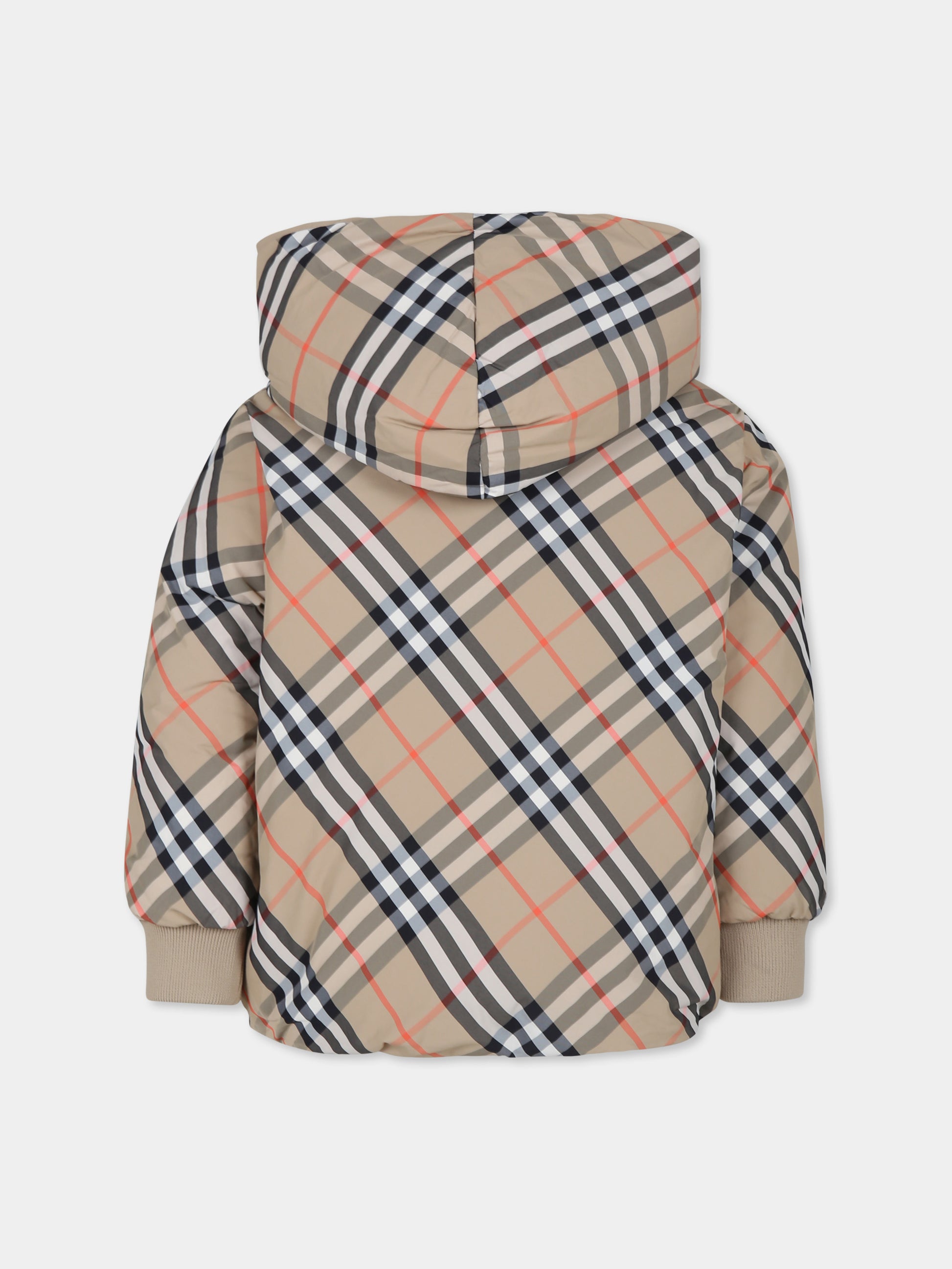 Piumino reversibile beige per bambini con check vintage,Burberry Kids,8092462 B9368