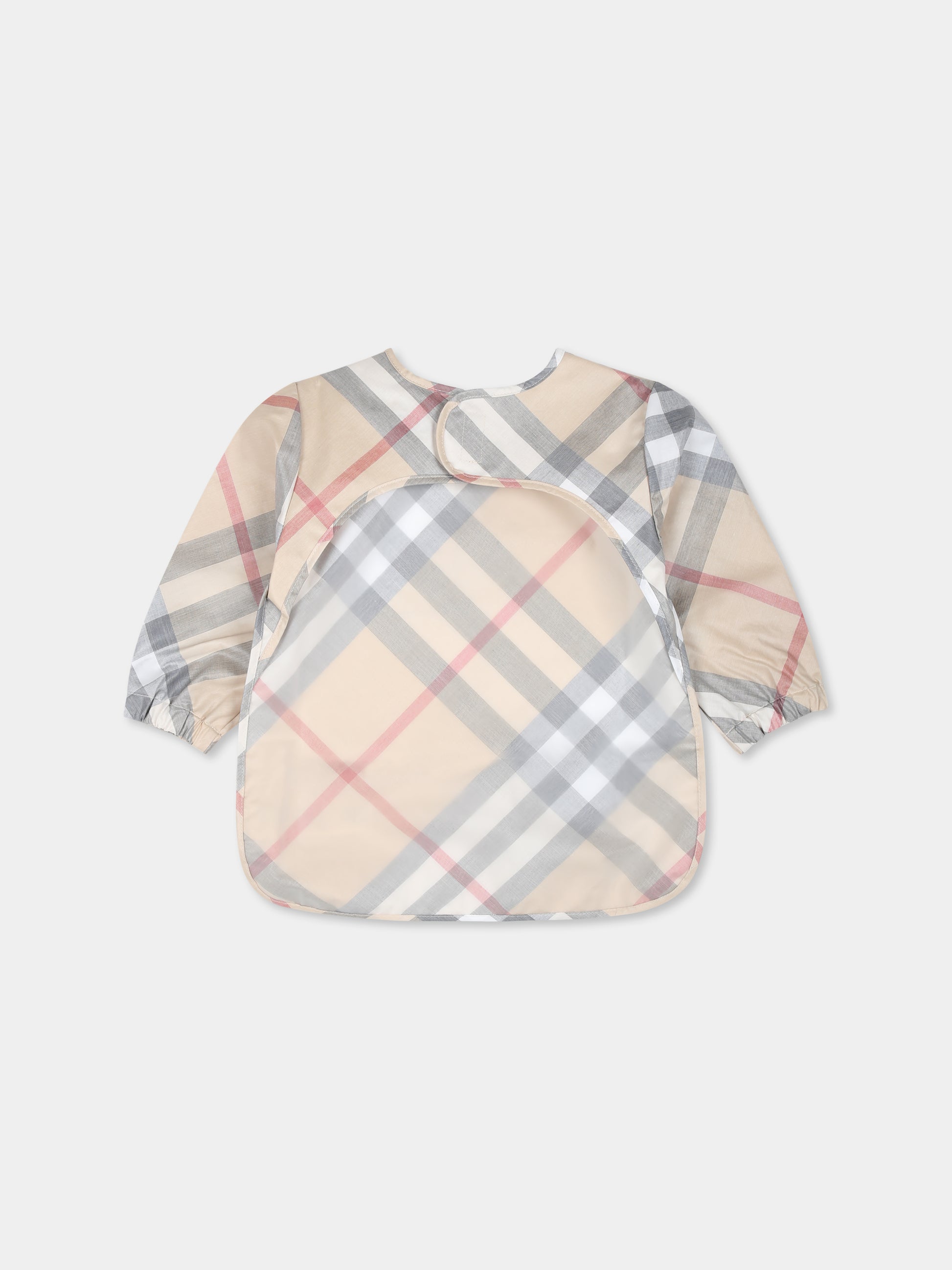 Bavaglino beige per neonati con check vintage,Burberry Kids,8089788 A2205