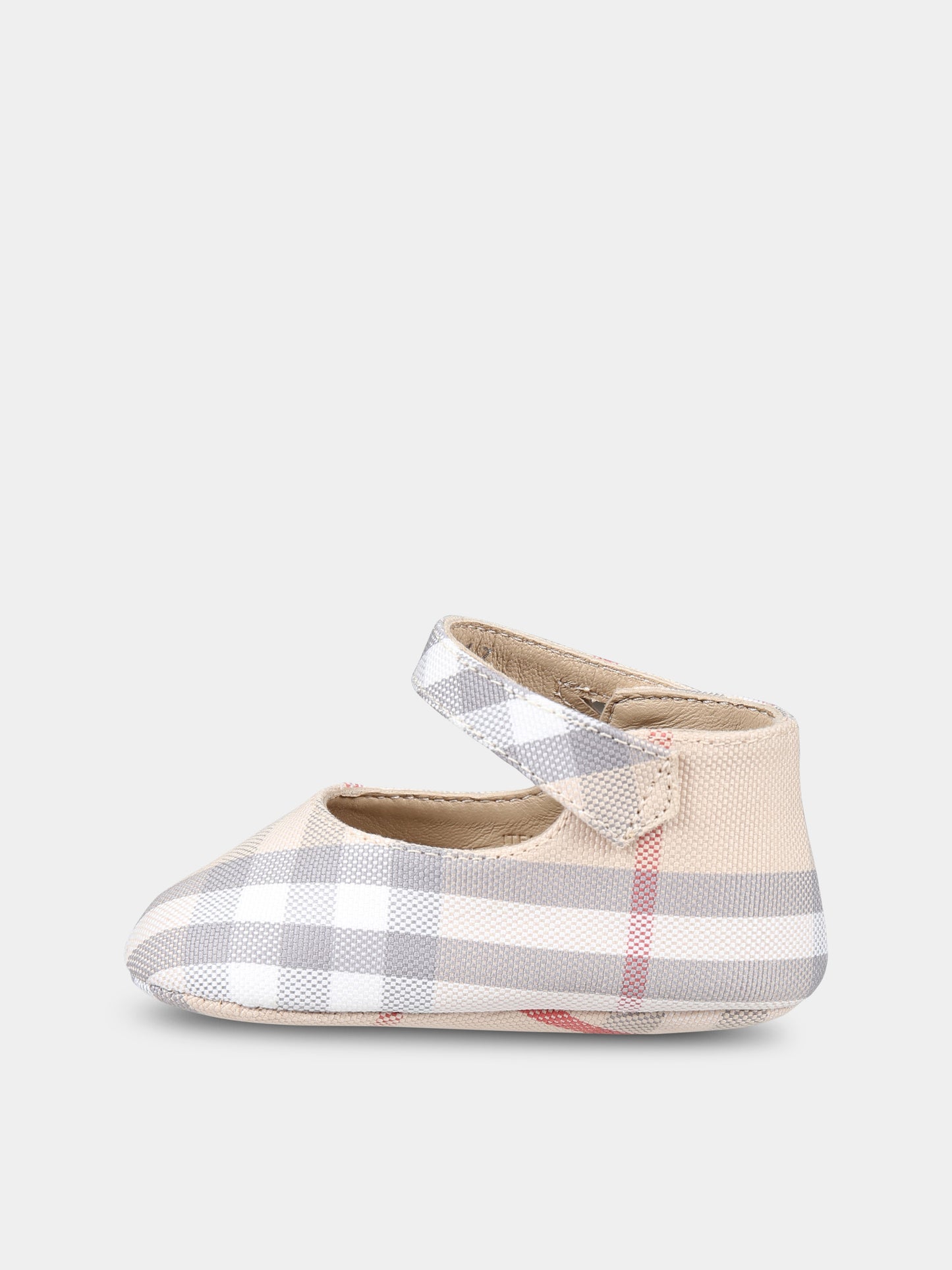 Ballerine Mary Jane beige per neonata con check vintage,Burberry Kids,8090482 A2205