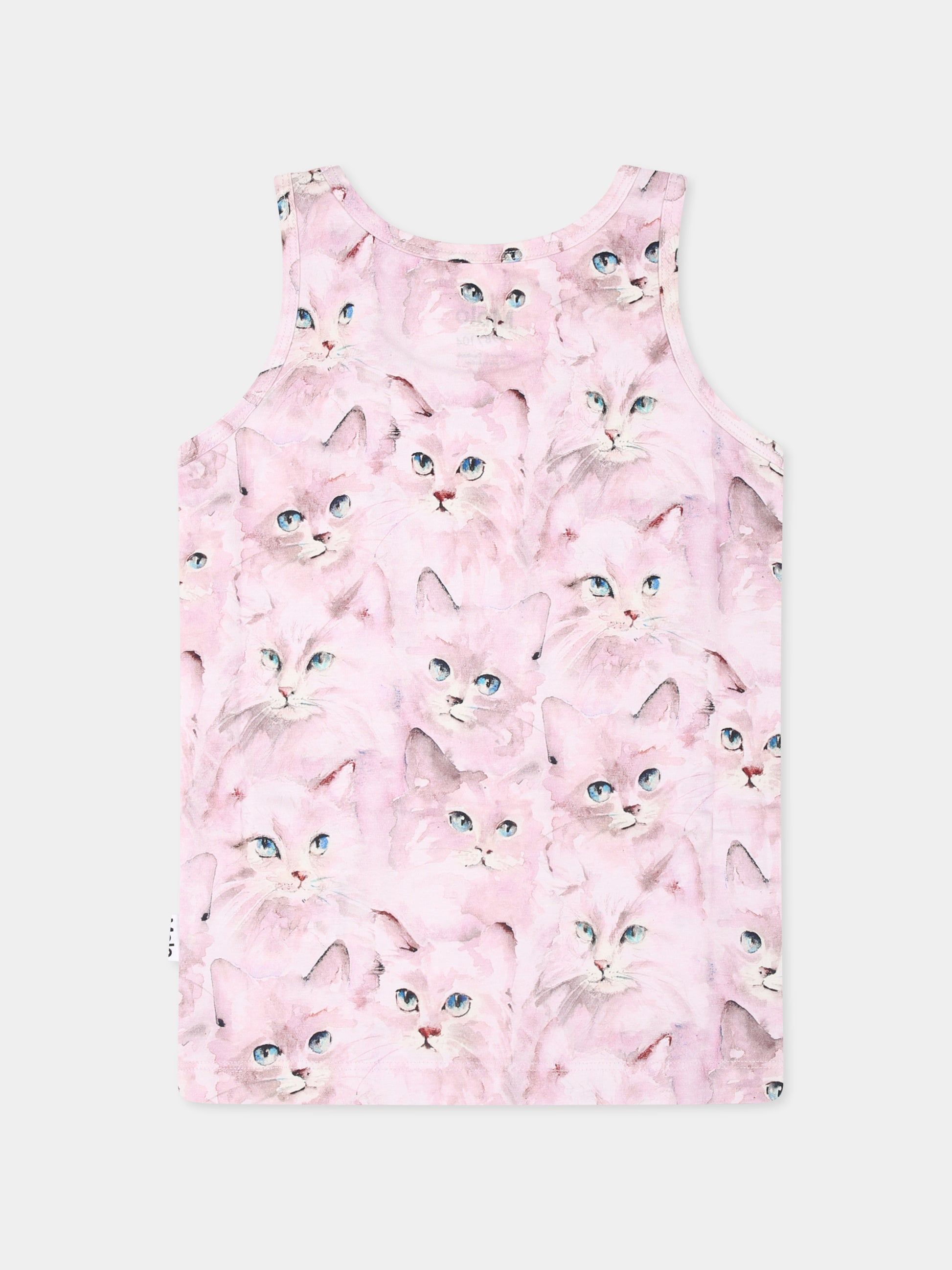 Set slip rosa per bambina con stampa gatti,Molo,2W24Q801 9208