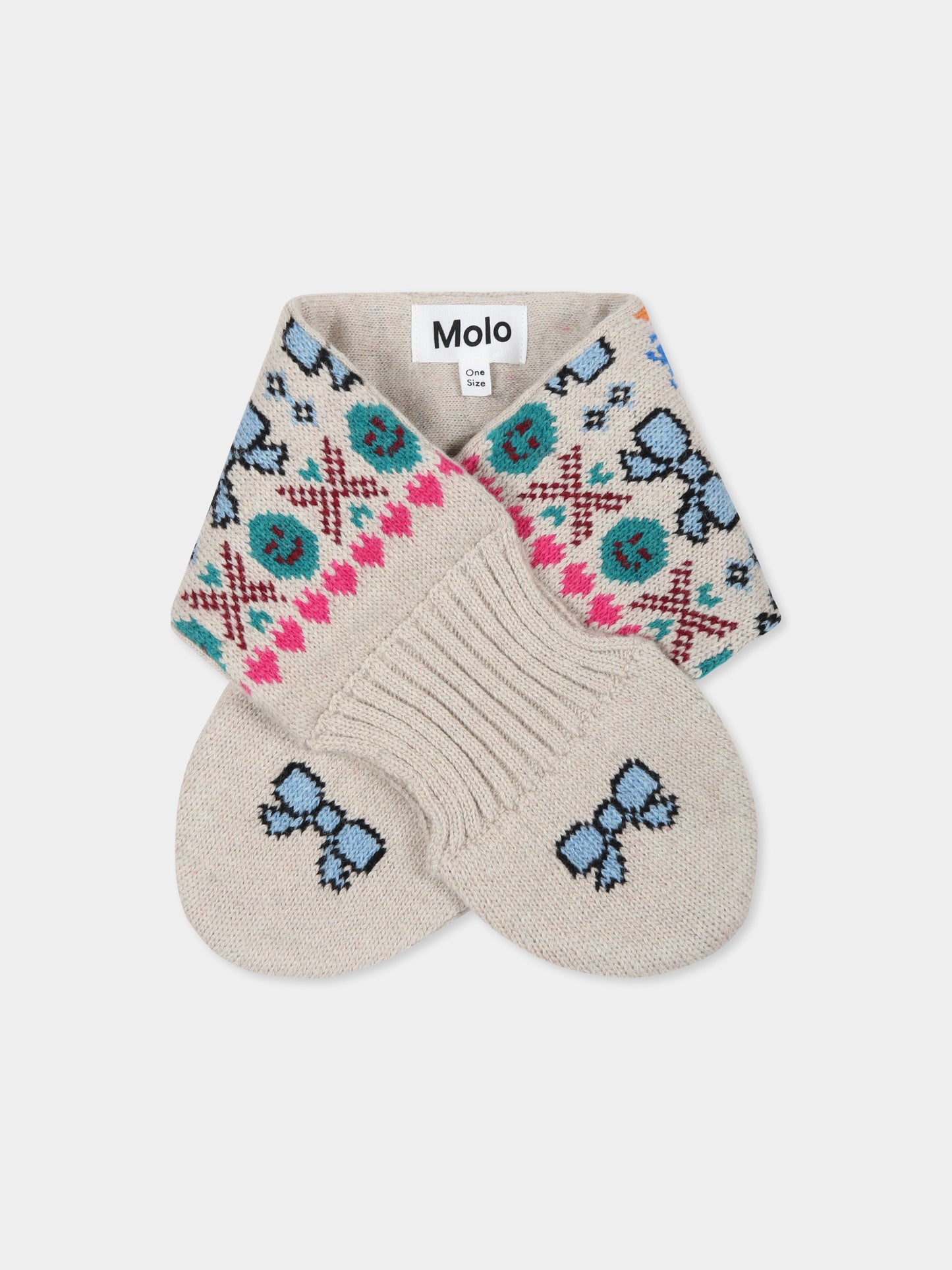 Sciarpa beige Kiki per bambina con motivo jacquard,Molo,7W24T901 3609