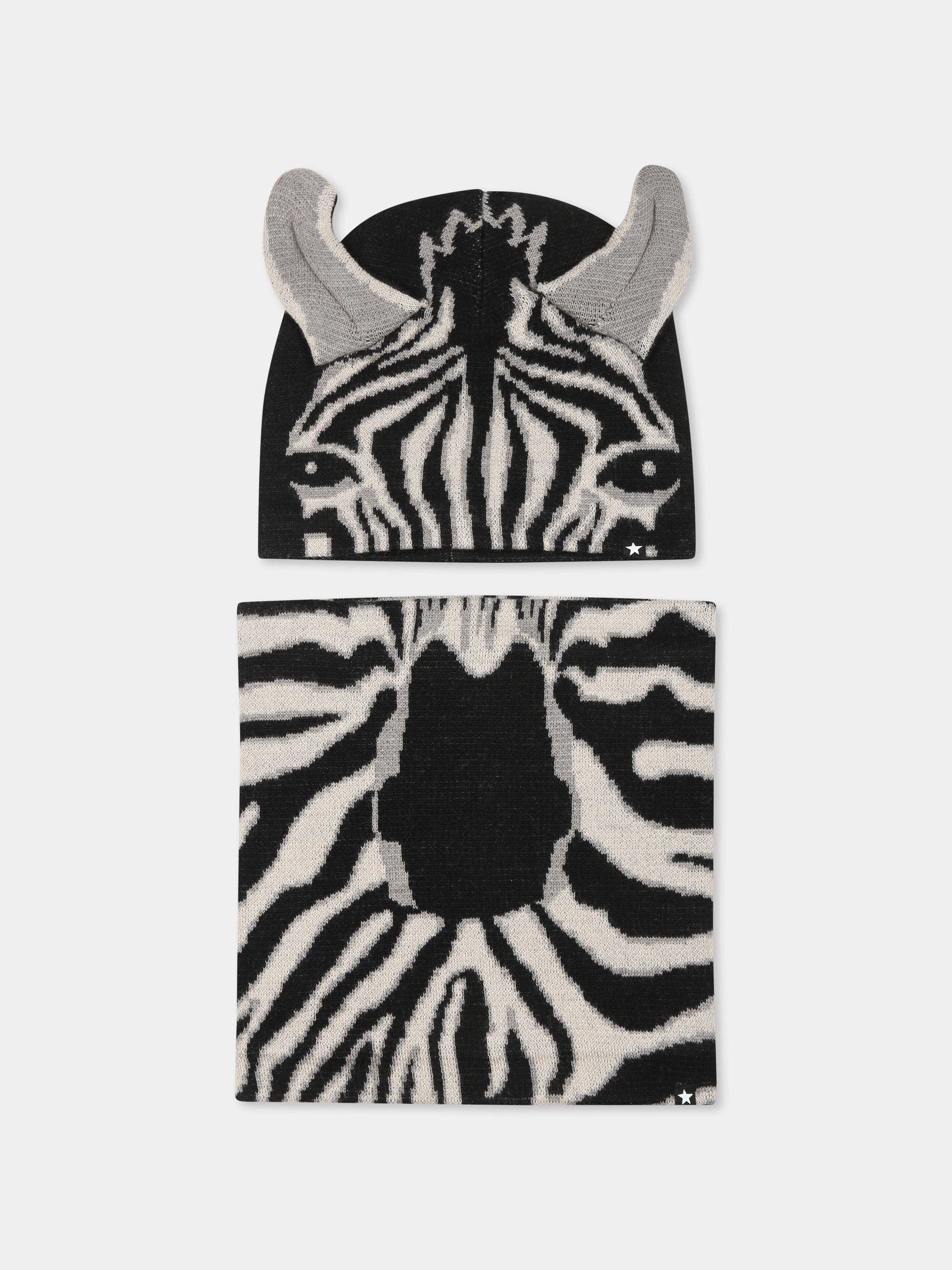 Set accessori nero per bambini con motivo zebra,Molo,7W24S304 0099