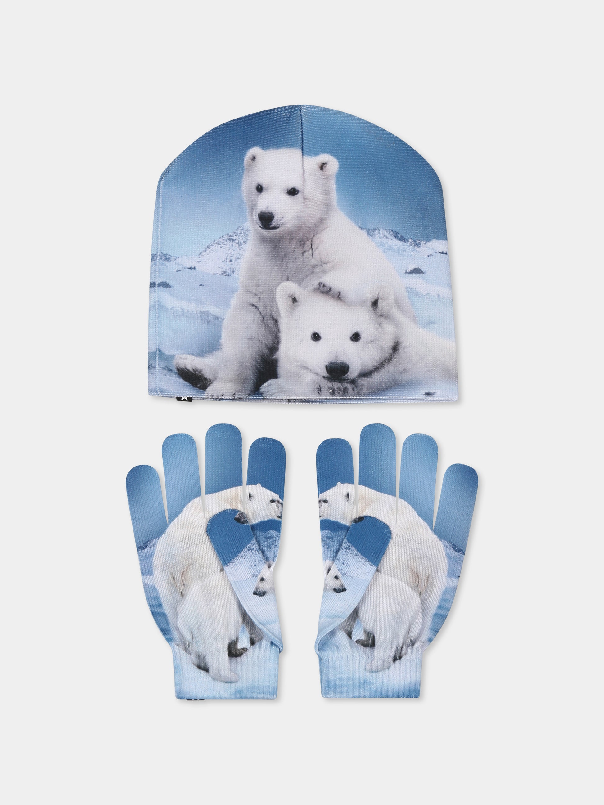 Set accessori celeste Kaya per bambino con stampa orso polare,Molo,7W24S901 9190