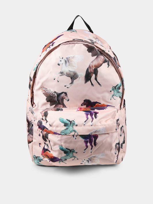 Zaino rosa per bambina con stampa pegaso,Molo,7W24V202 9176