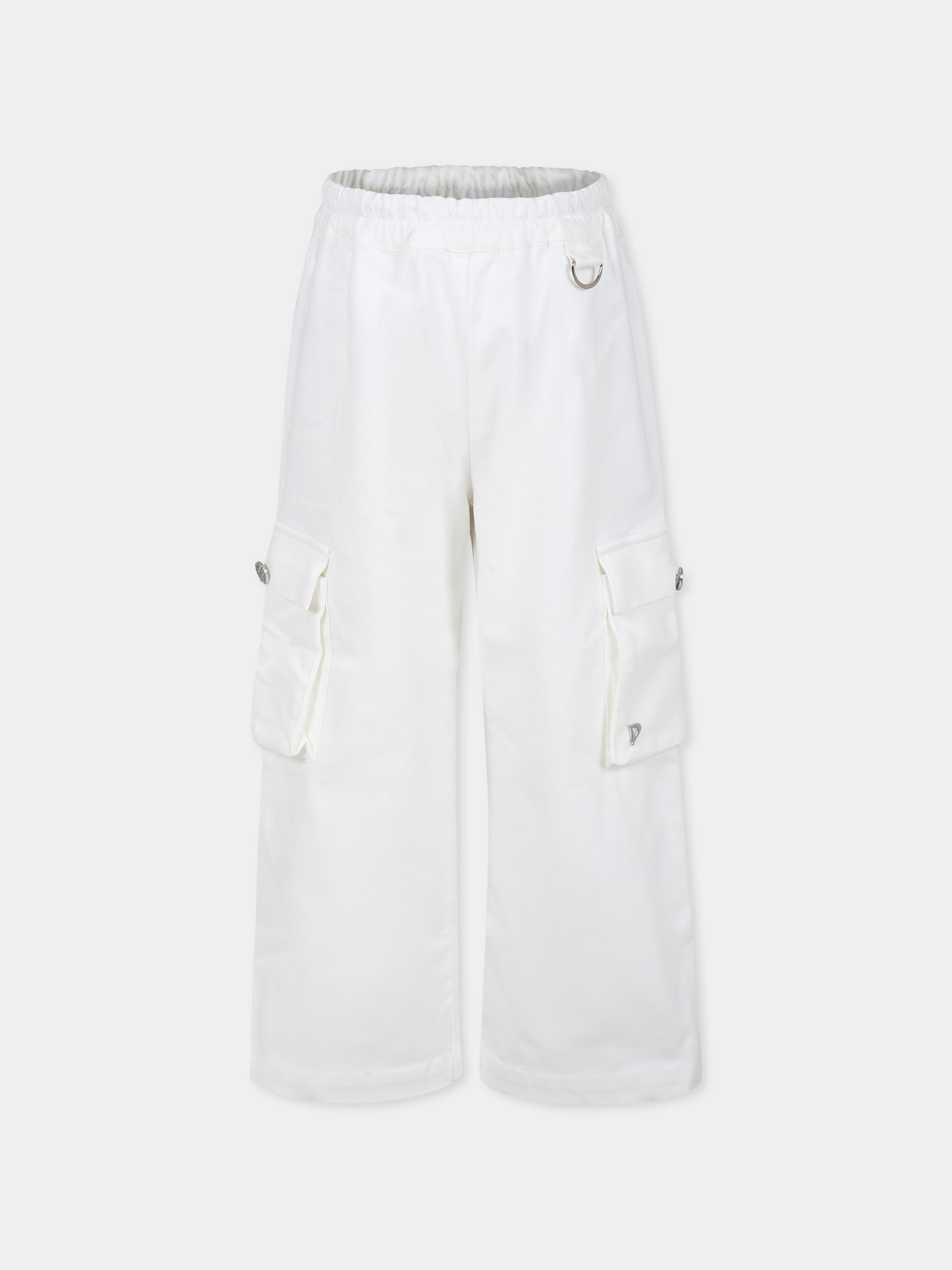 Pantaloni bianchi per bambina con logo,Dondup Kids,DFPA080 0 CE013 0000