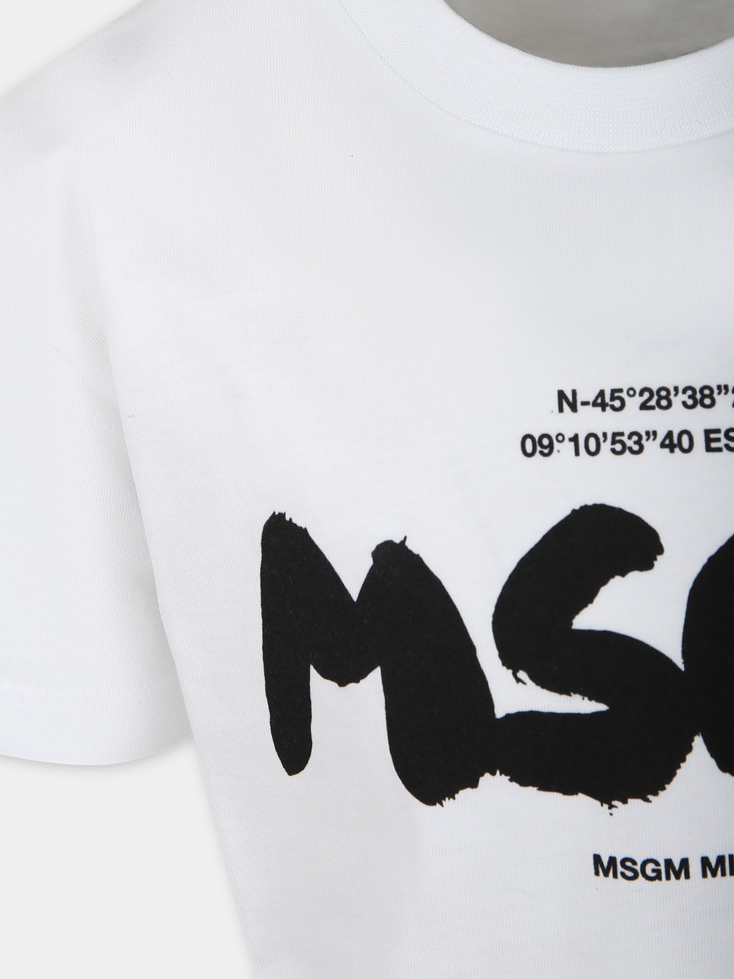 T-shirt bianca per bambino con logo,Msgm Kids,F3MSJBTH200 001