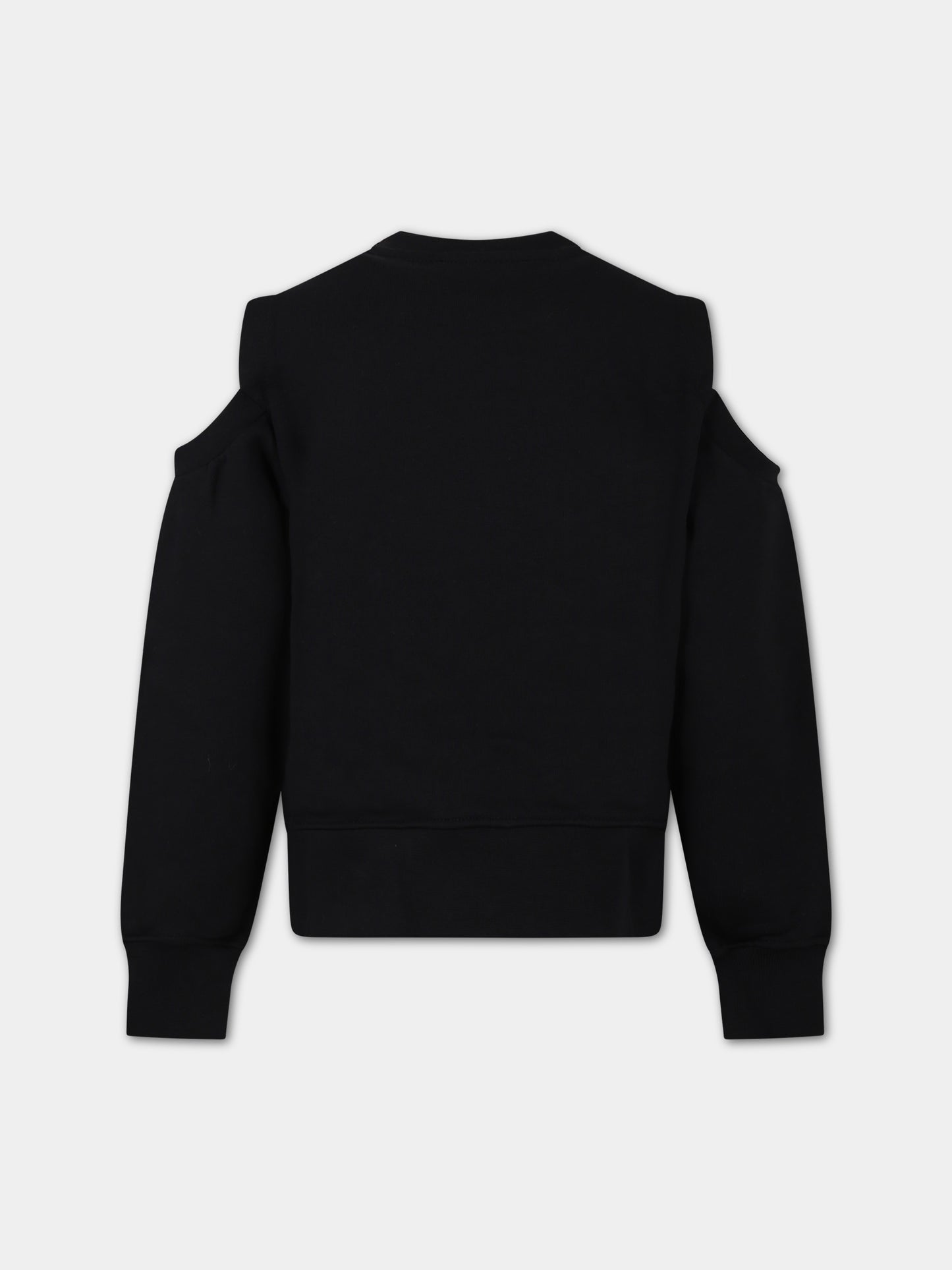 Felpa nera per bambina con logo e stelle,Msgm Kids,F3MSJGSW137 110