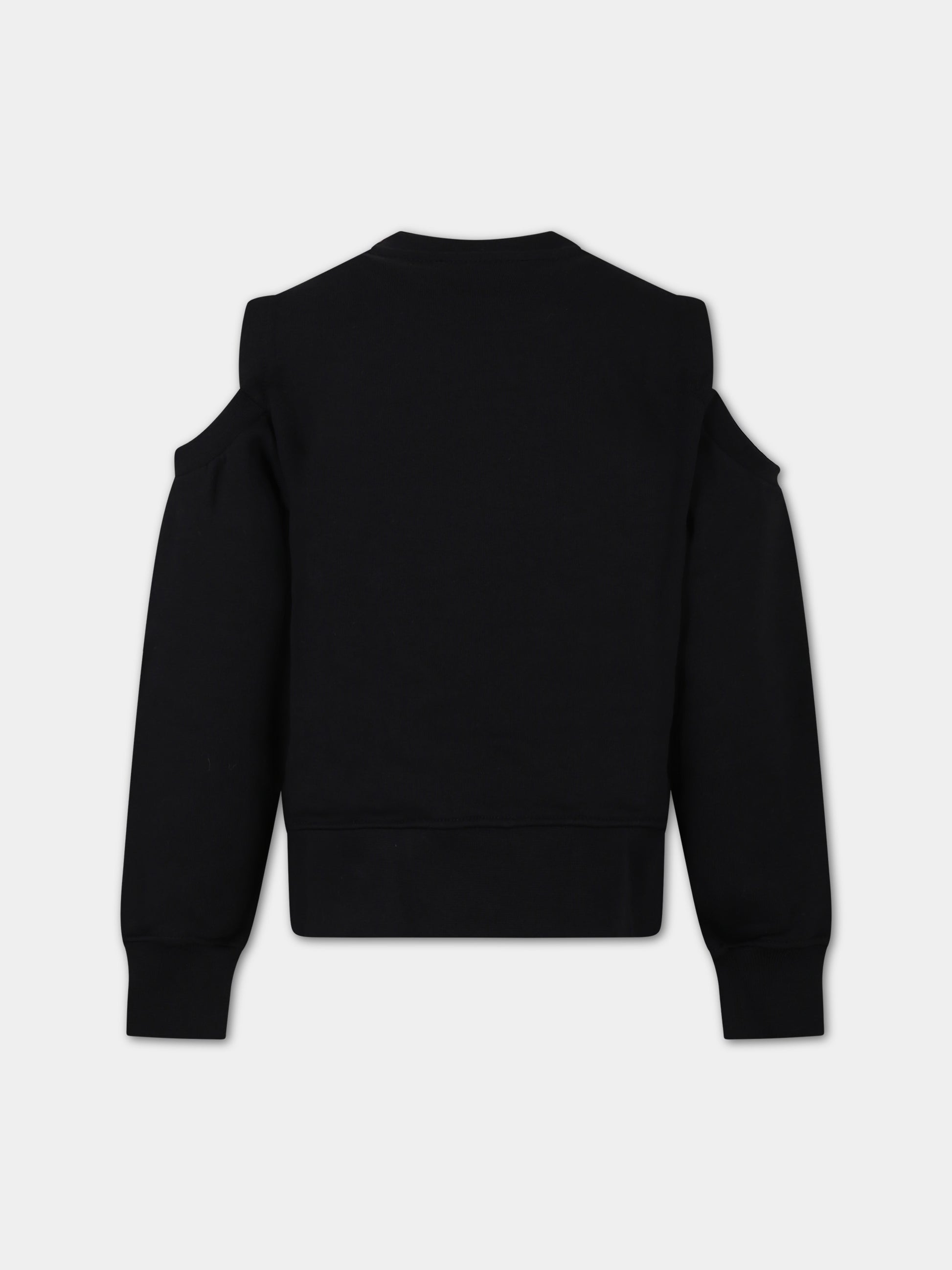 Felpa nera per bambina con logo e stelle,Msgm Kids,F3MSJGSW137 110