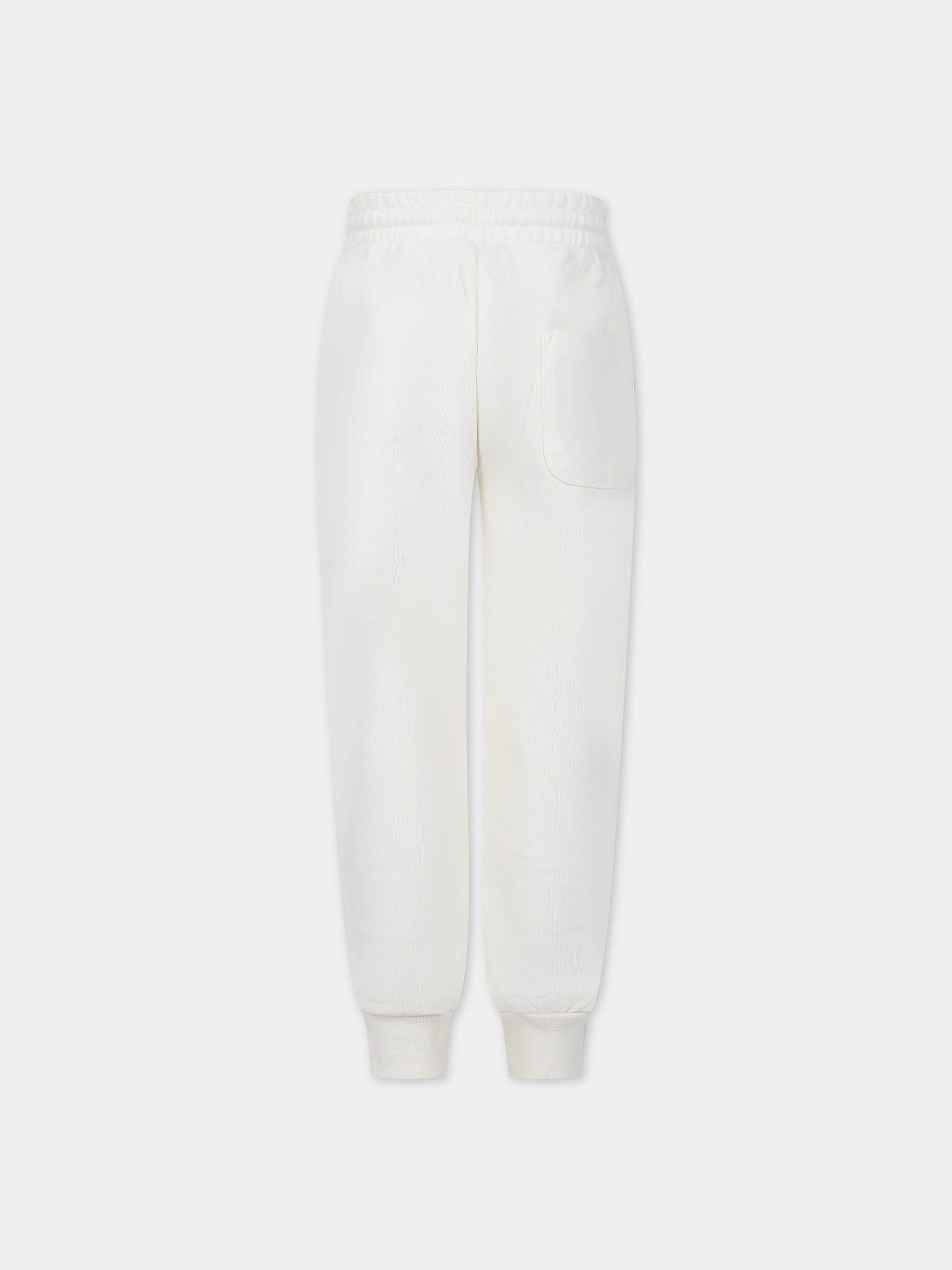 Pantaloni avorio per bambini con logo,Msgm Kids,F3MSJUFP027 013