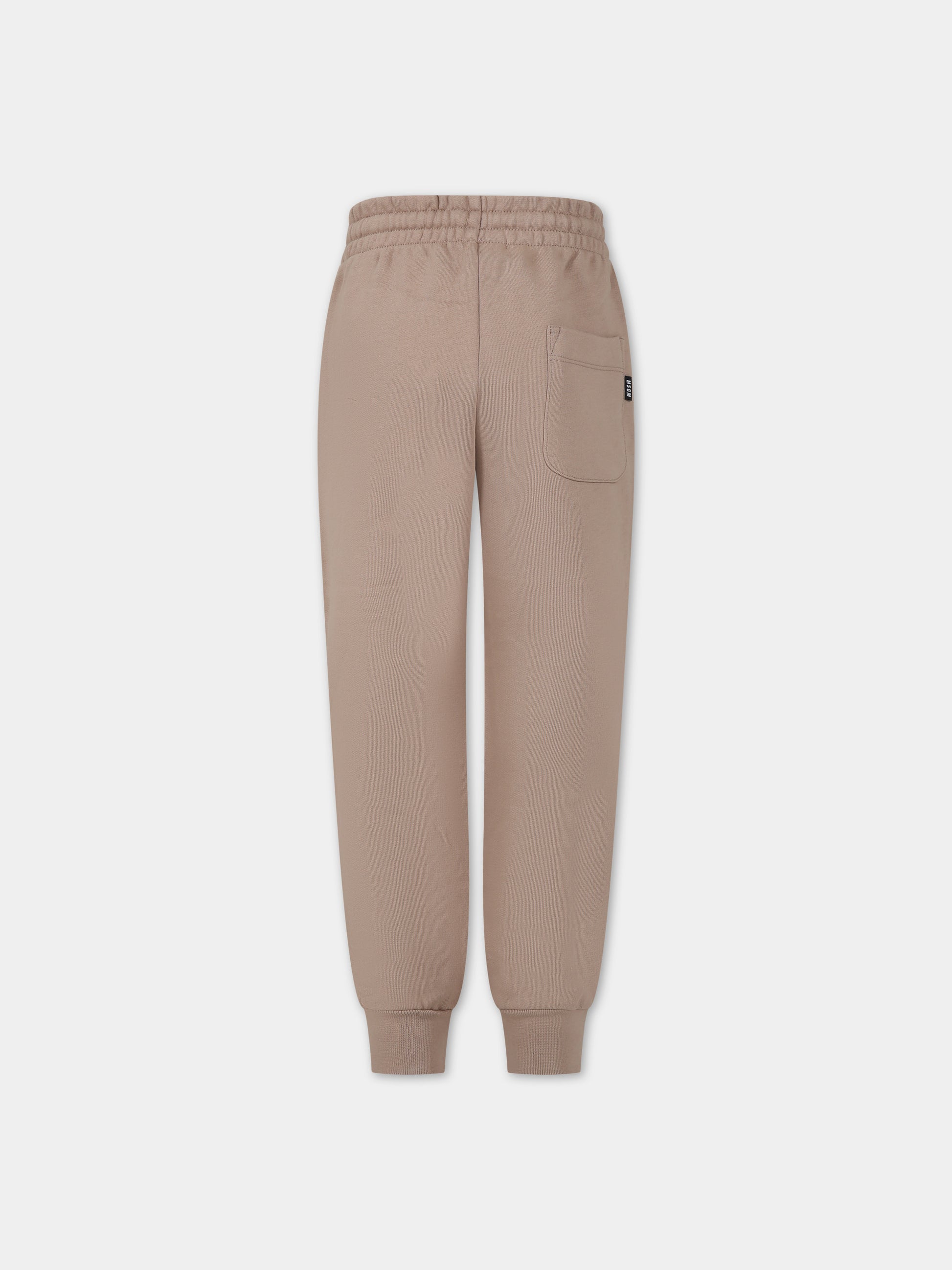 Pantaloni beige per bambini con logo,Msgm Kids,F3MSJUFP027 015