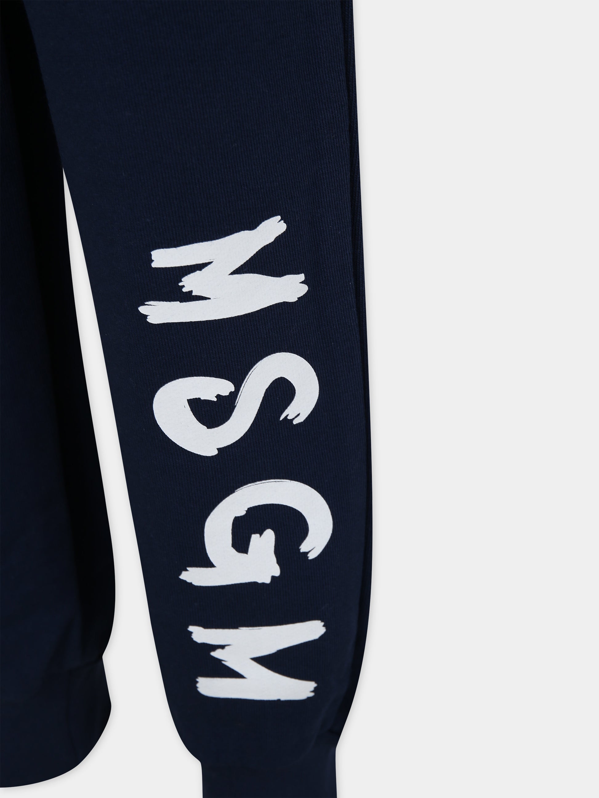 Pantaloni blu per bambini con logo,Msgm Kids,F3MSJUFP027 060