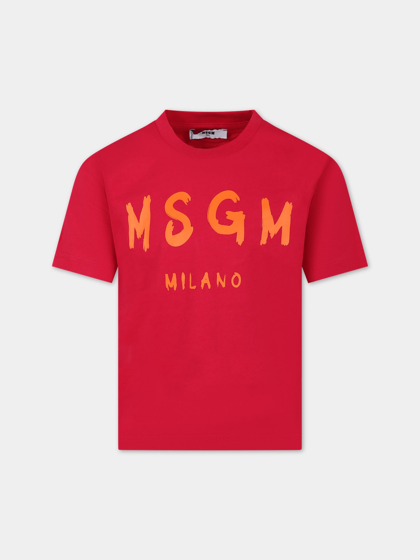 T-shirt fucsia per bambina con logo,Msgm Kids,F3MSJUTH012 044