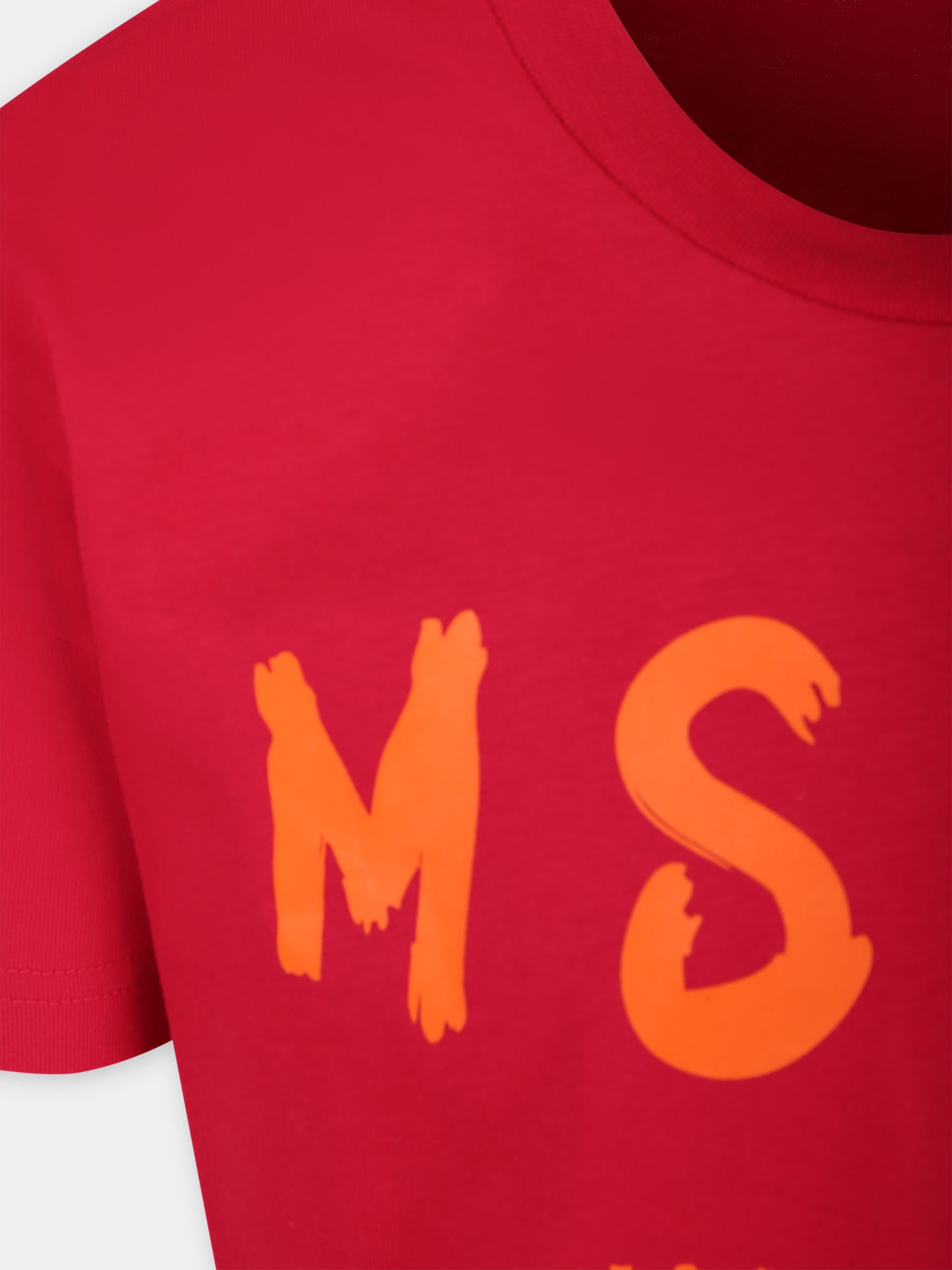 T-shirt fucsia per bambina con logo,Msgm Kids,F3MSJUTH012 044