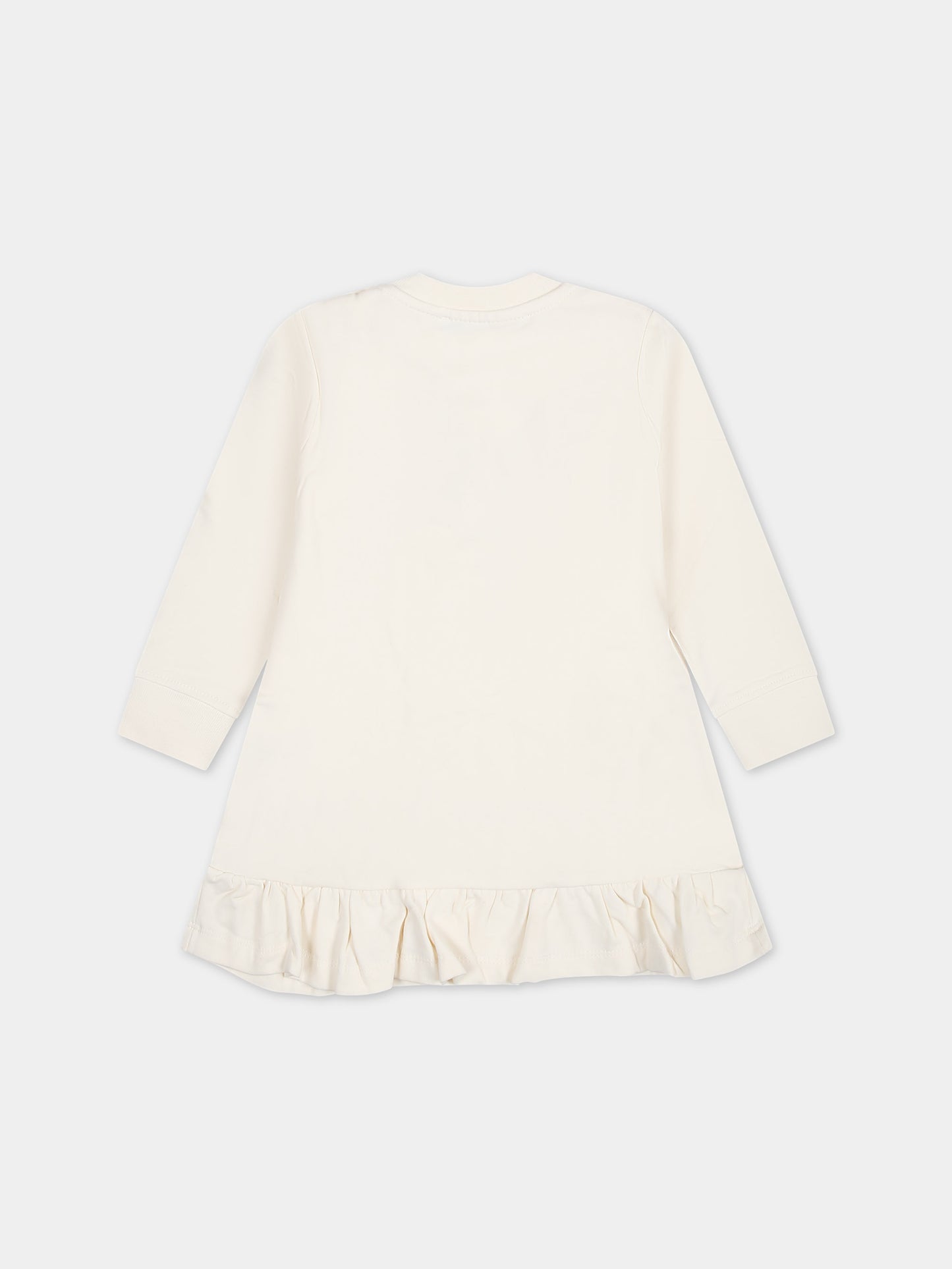 Vestito avorio per neonata con logo,Msgm Kids,F3MSNGDR222 013
