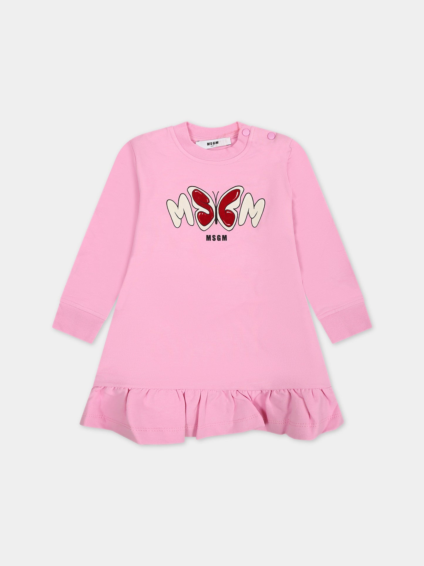 Vestito rosa per neonata con logo,Msgm Kids,F3MSNGDR222 042