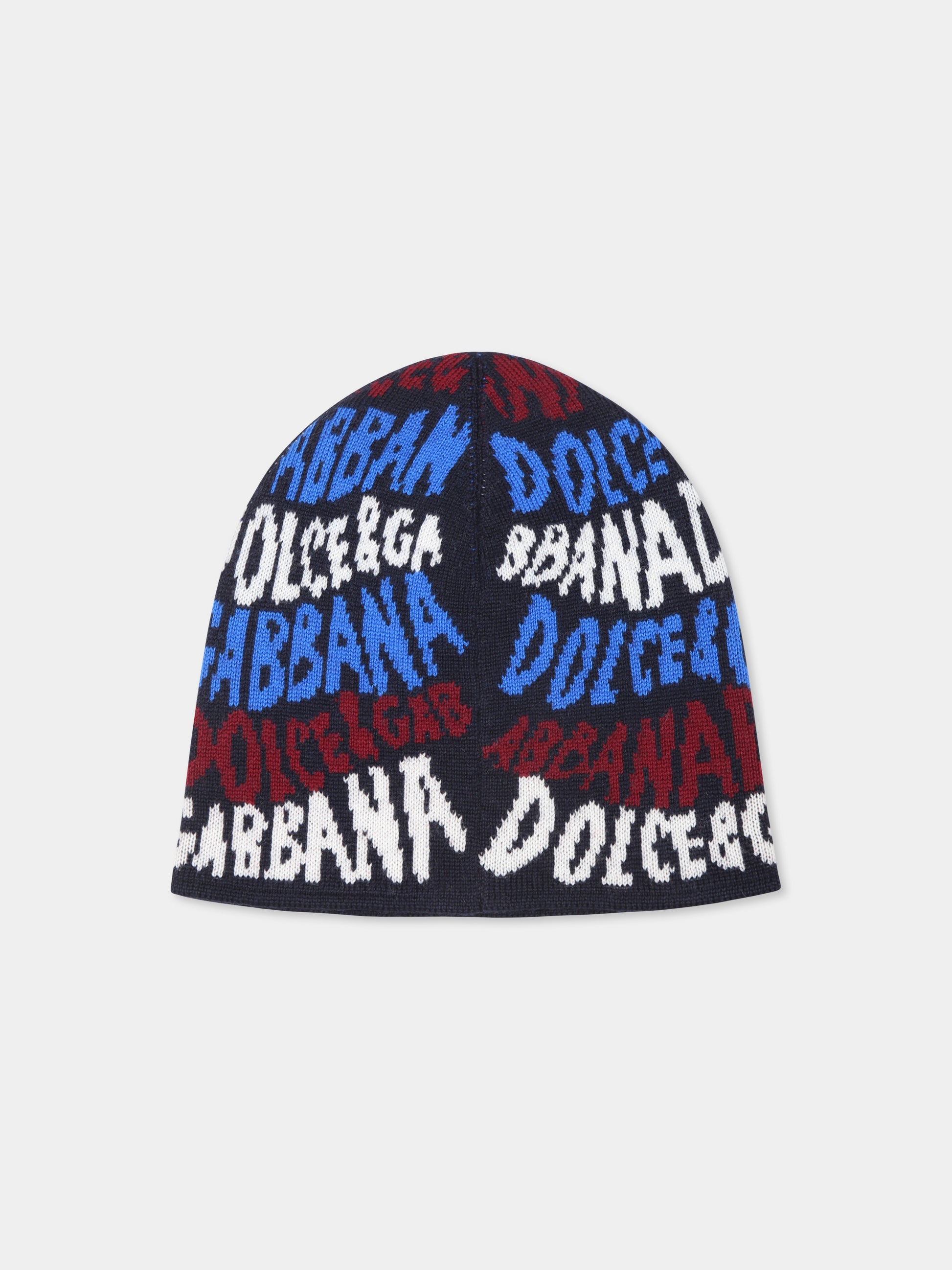 Berretto blu per bambino con logo,Dolce & Gabbana Kids,LBKH93 JCVV3 S9000