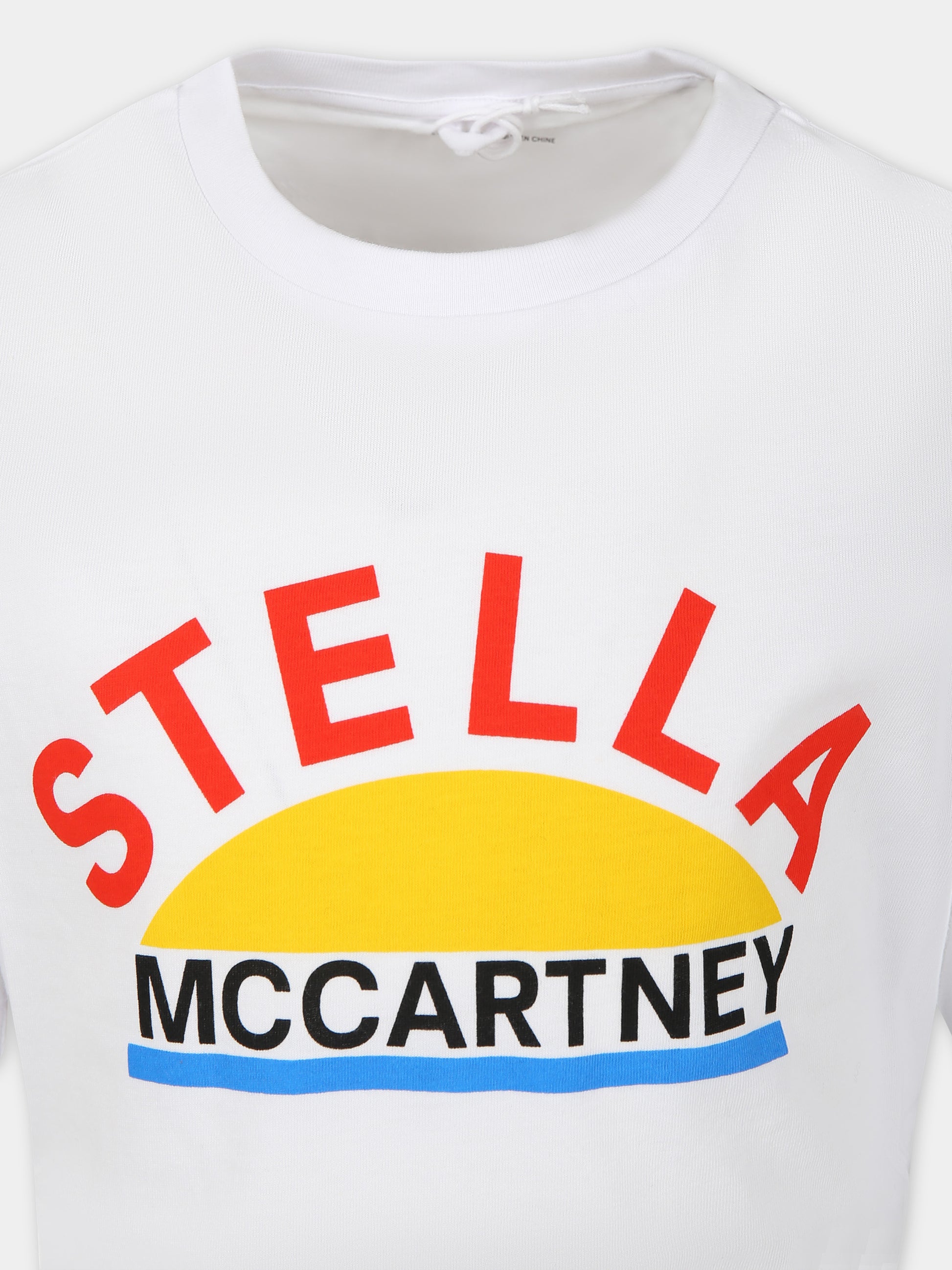T-shirt bianca per bambina con stampa multicolor,Stella Mccartney Kids,TT8A31 Z0434 100