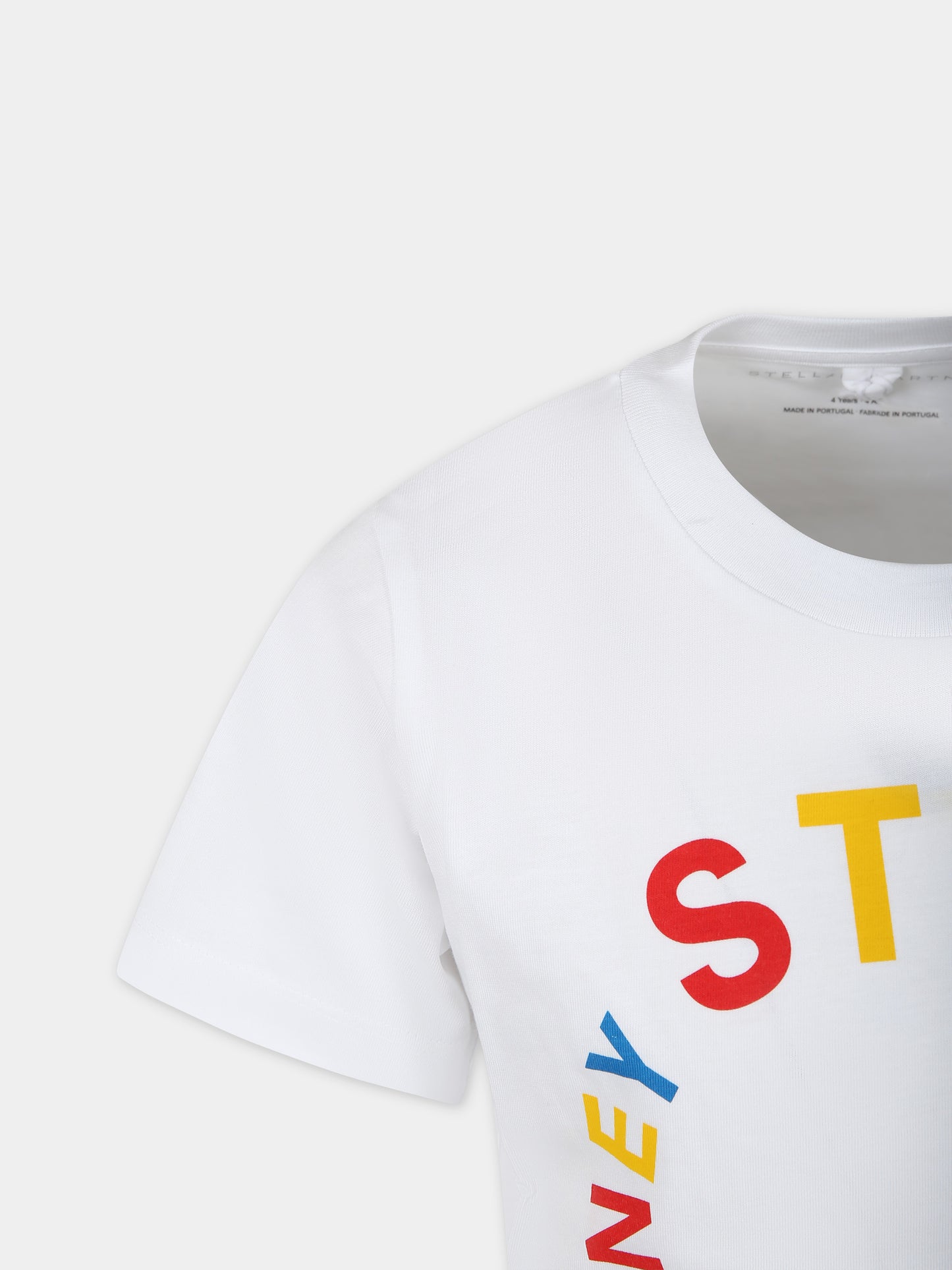 T-shirt bianca per bambina con logo,Stella Mccartney Kids,TT8C61 Z0434 100