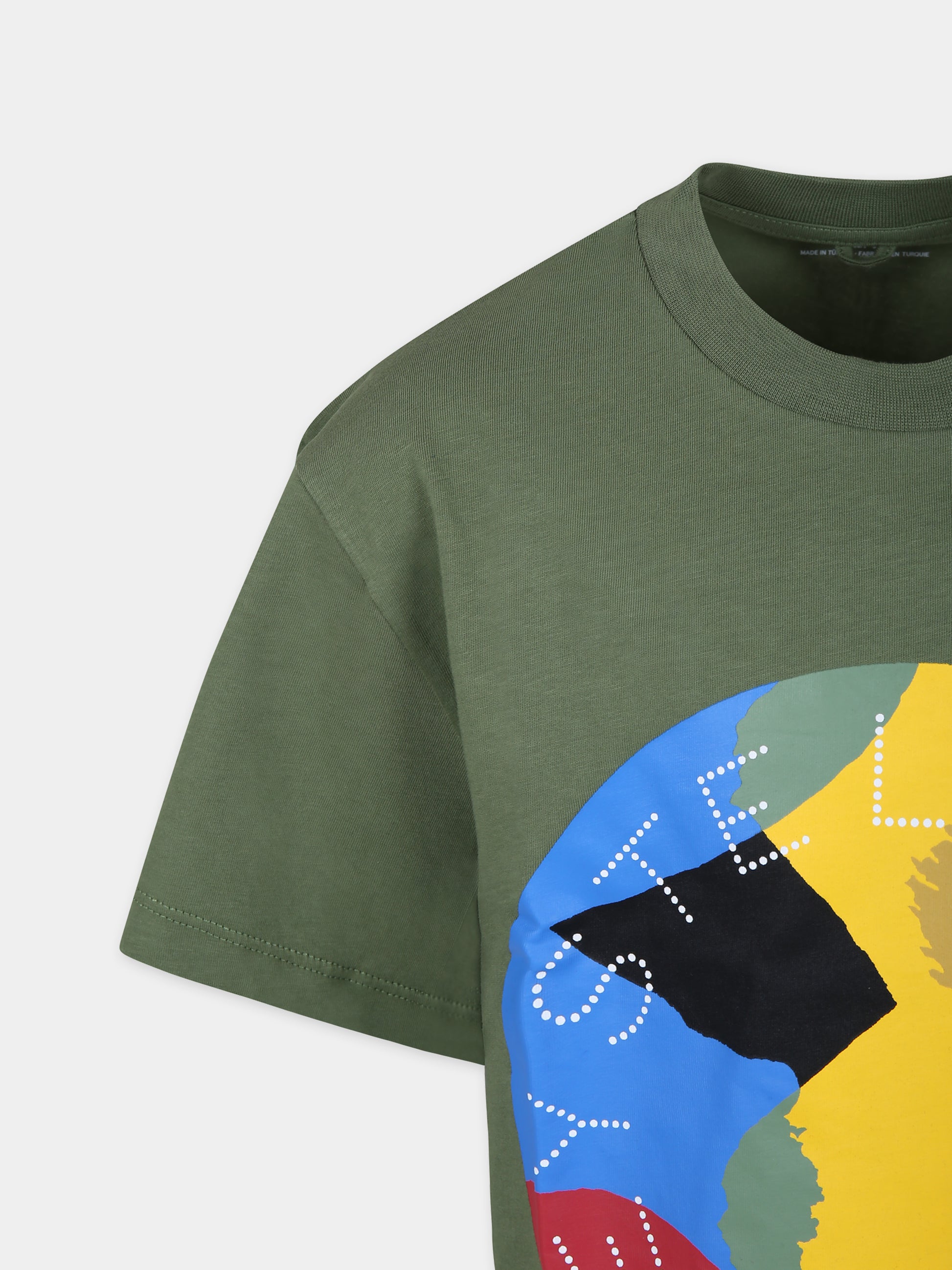 T-shirt verde per bambino con logo e stampa,Stella Mccartney Kids,TT8P21 Z0434 722