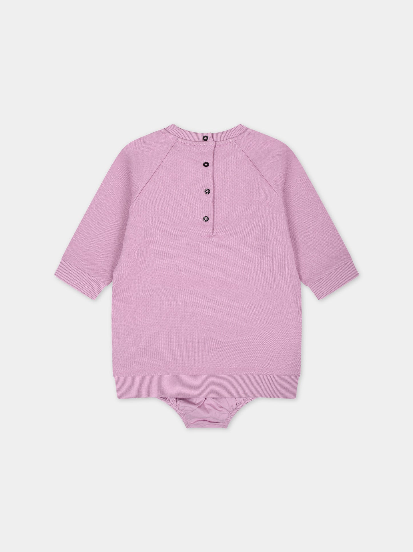 Vestito rosa per neonata con logo nero,Balmain Kids,BT1000 Z0001 519