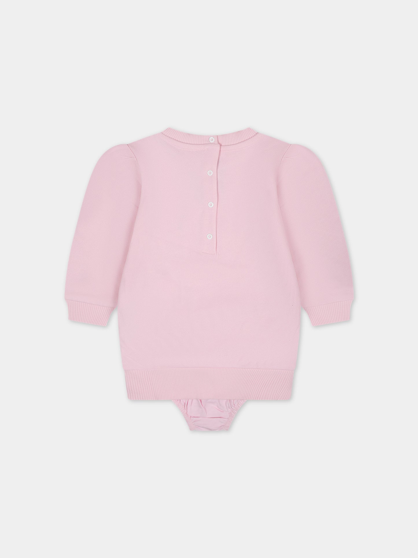 Vestito rosa per neonata con logo,Balmain Kids,BT1140 Z0081 540AG