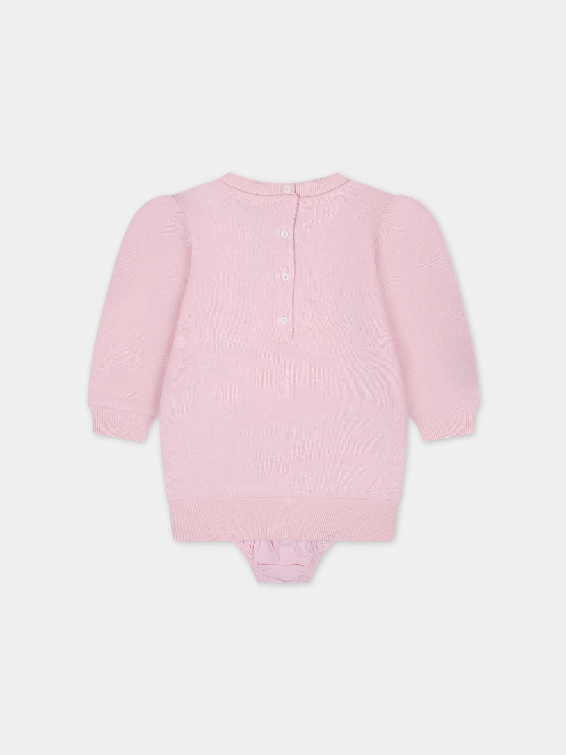 Vestito rosa per neonata con logo,Balmain Kids,BT1140 Z0081 540AG