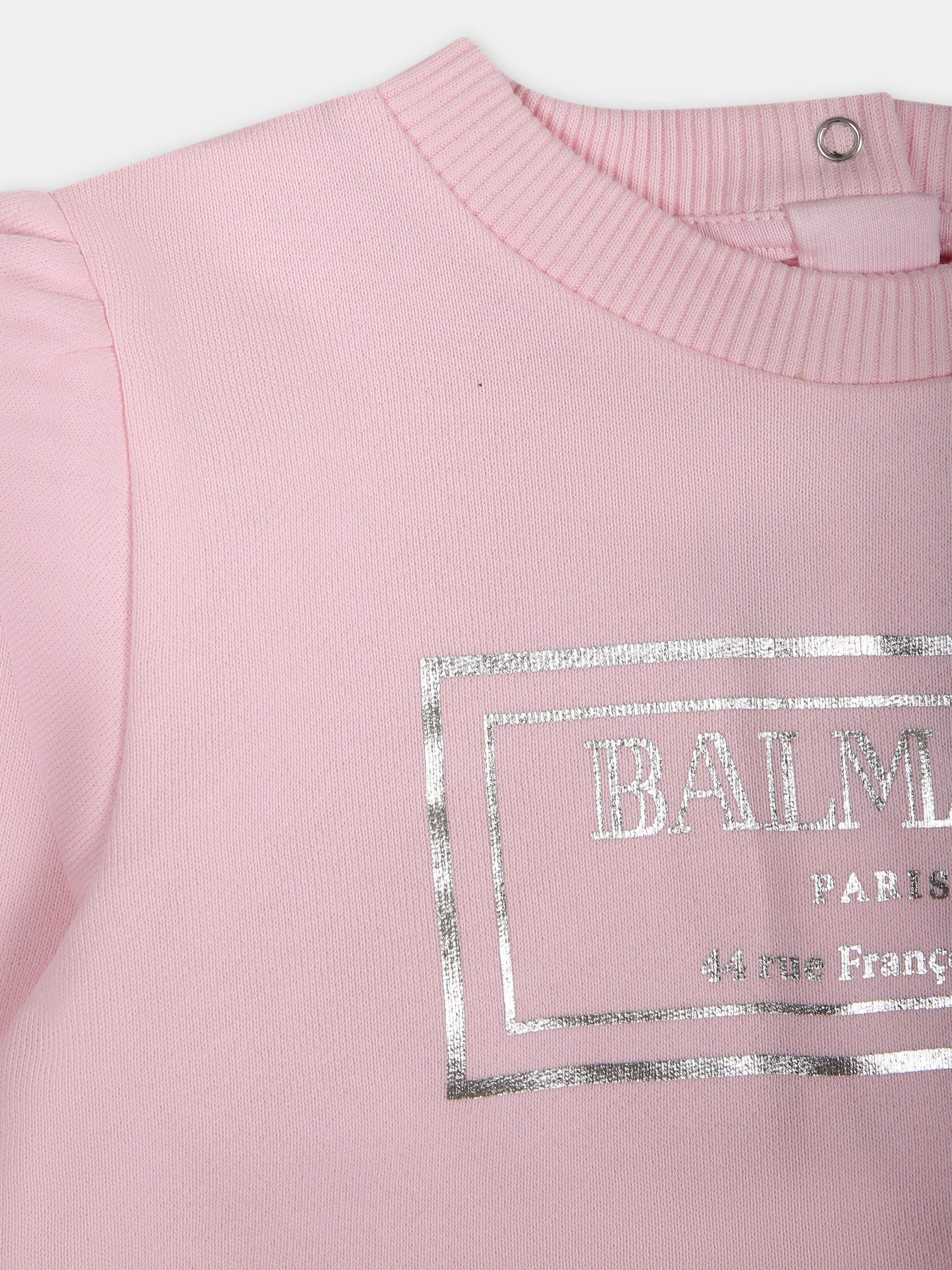 Vestito rosa per neonata con logo,Balmain Kids,BT1140 Z0081 540AG