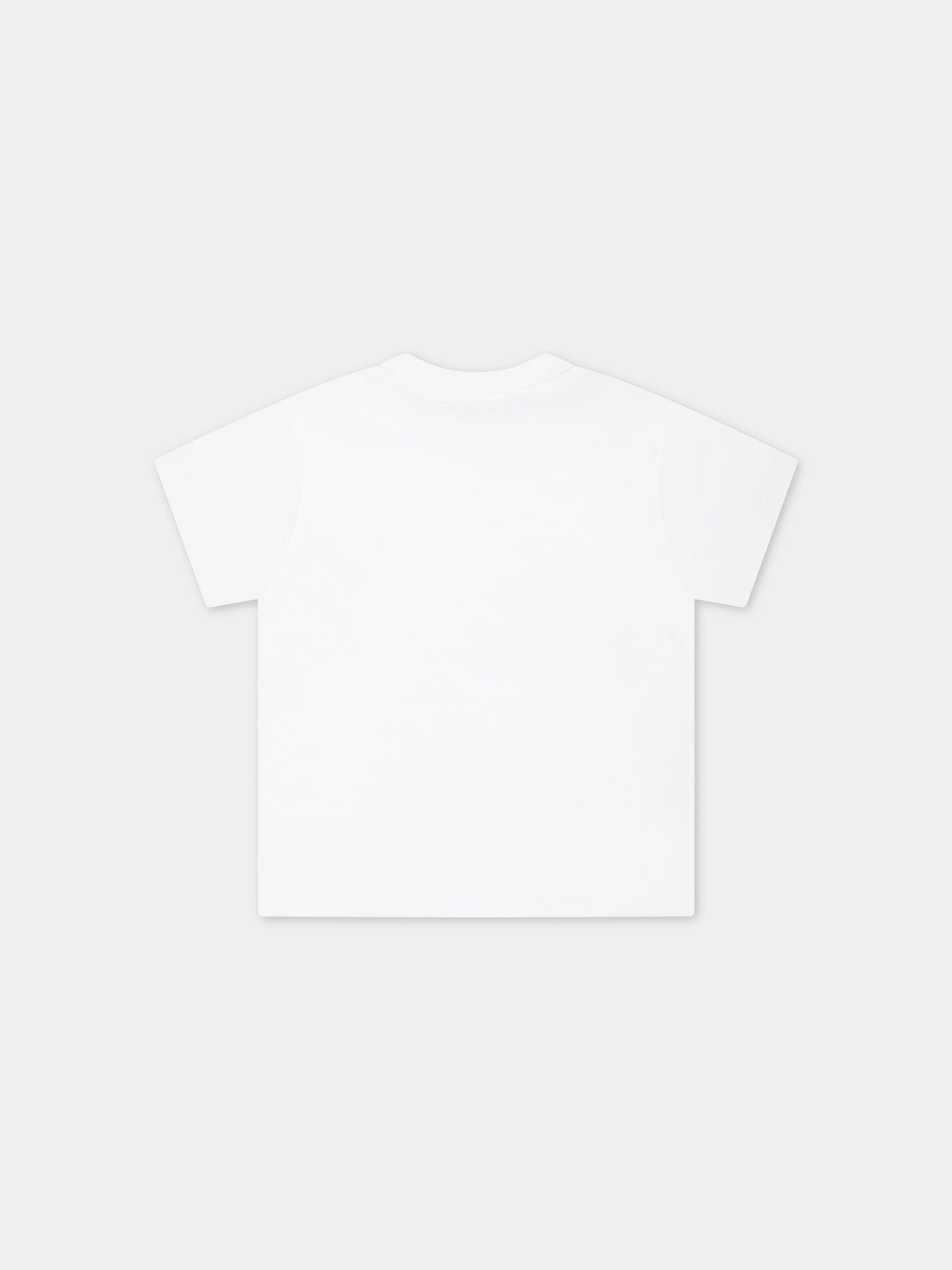 T-shirt bianca per neonata con logo,Balmain Kids,BT8001 Z0057 100AG