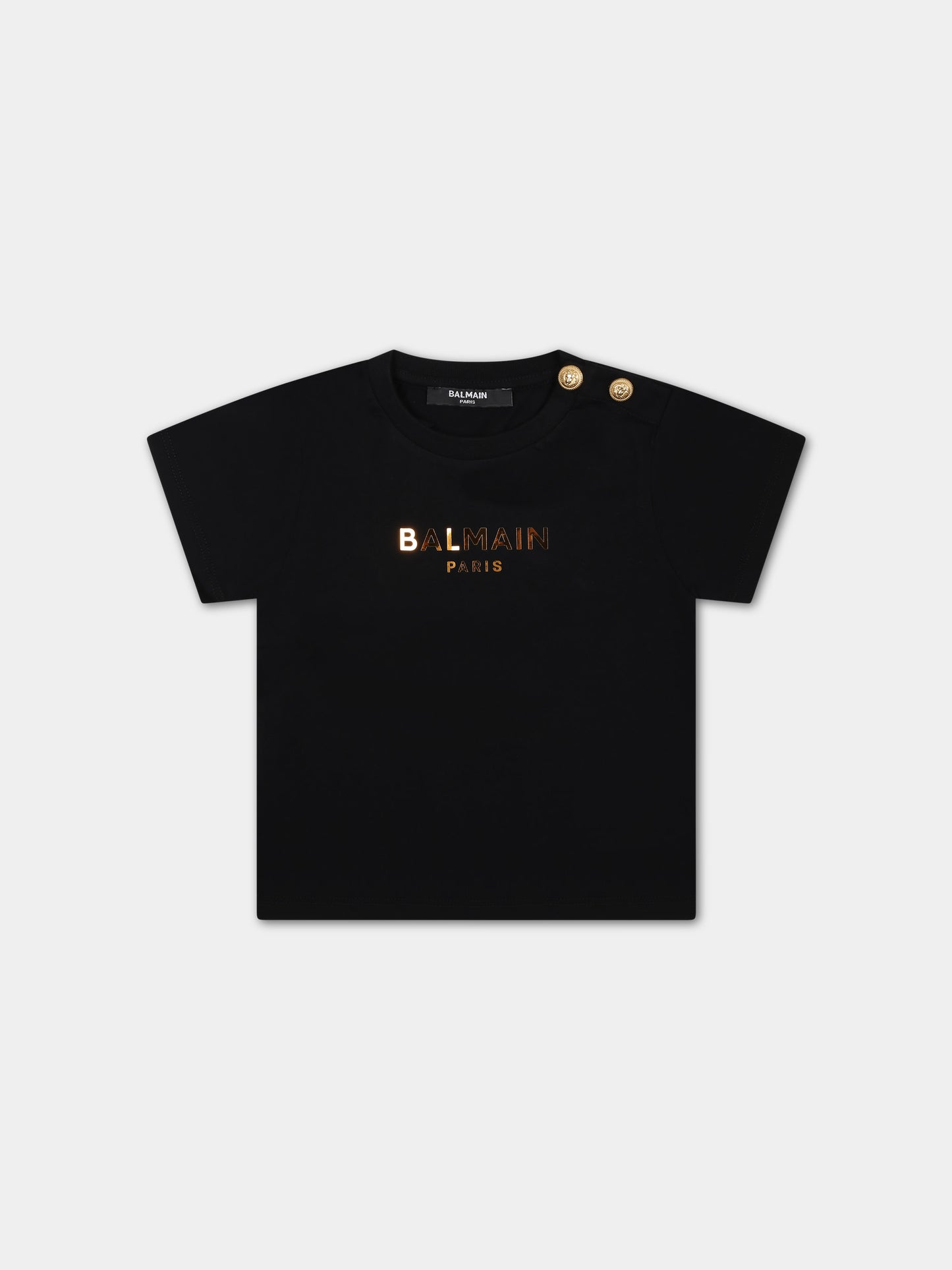 T-shirt nera per neonati con logo,Balmain Kids,BT8561 Z0057 930OR