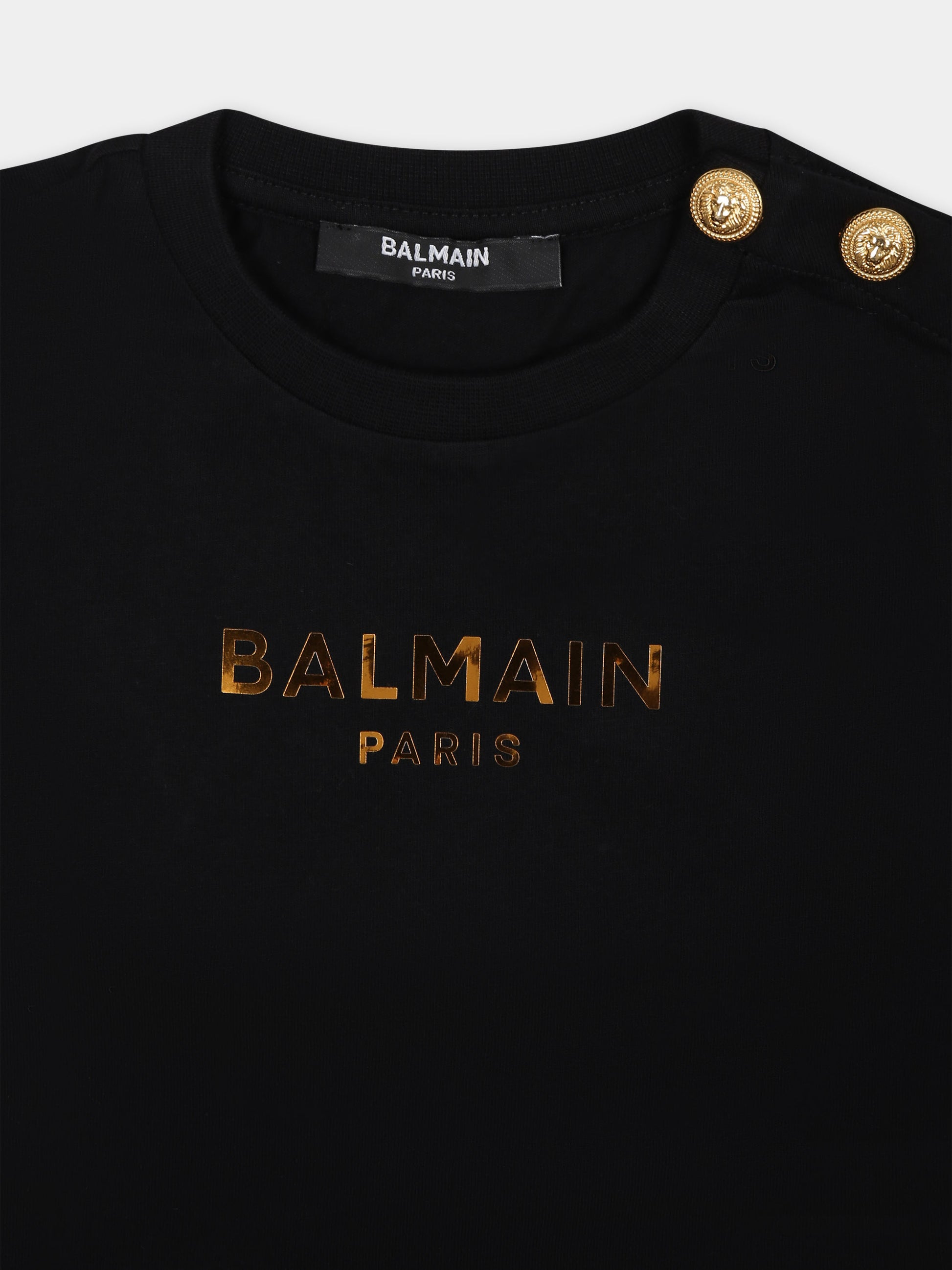T-shirt nera per neonati con logo,Balmain Kids,BT8561 Z0057 930OR