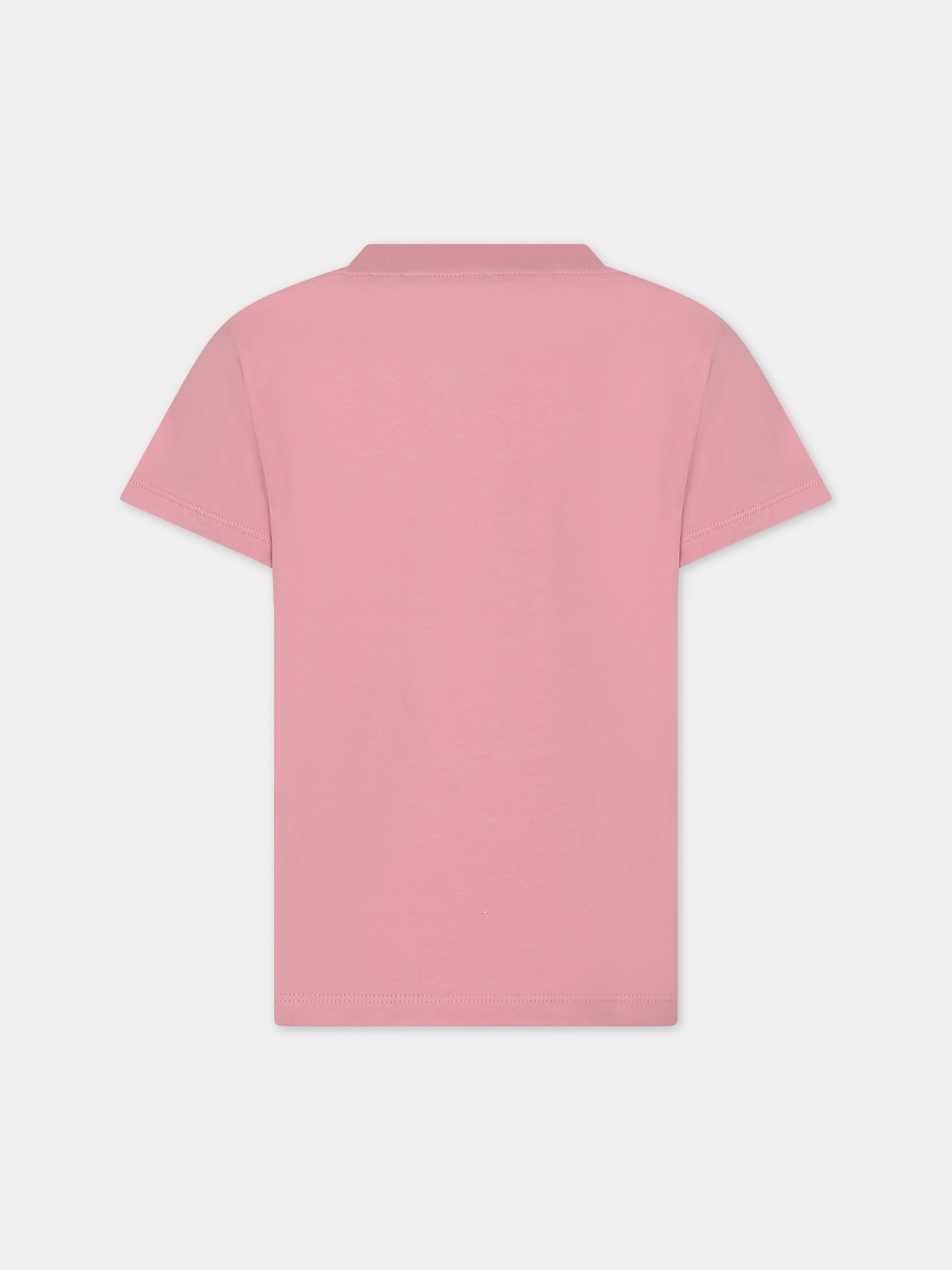 T-shirt rosa per bambina con logo,Balmain Kids,BT8B01 Z0057 521