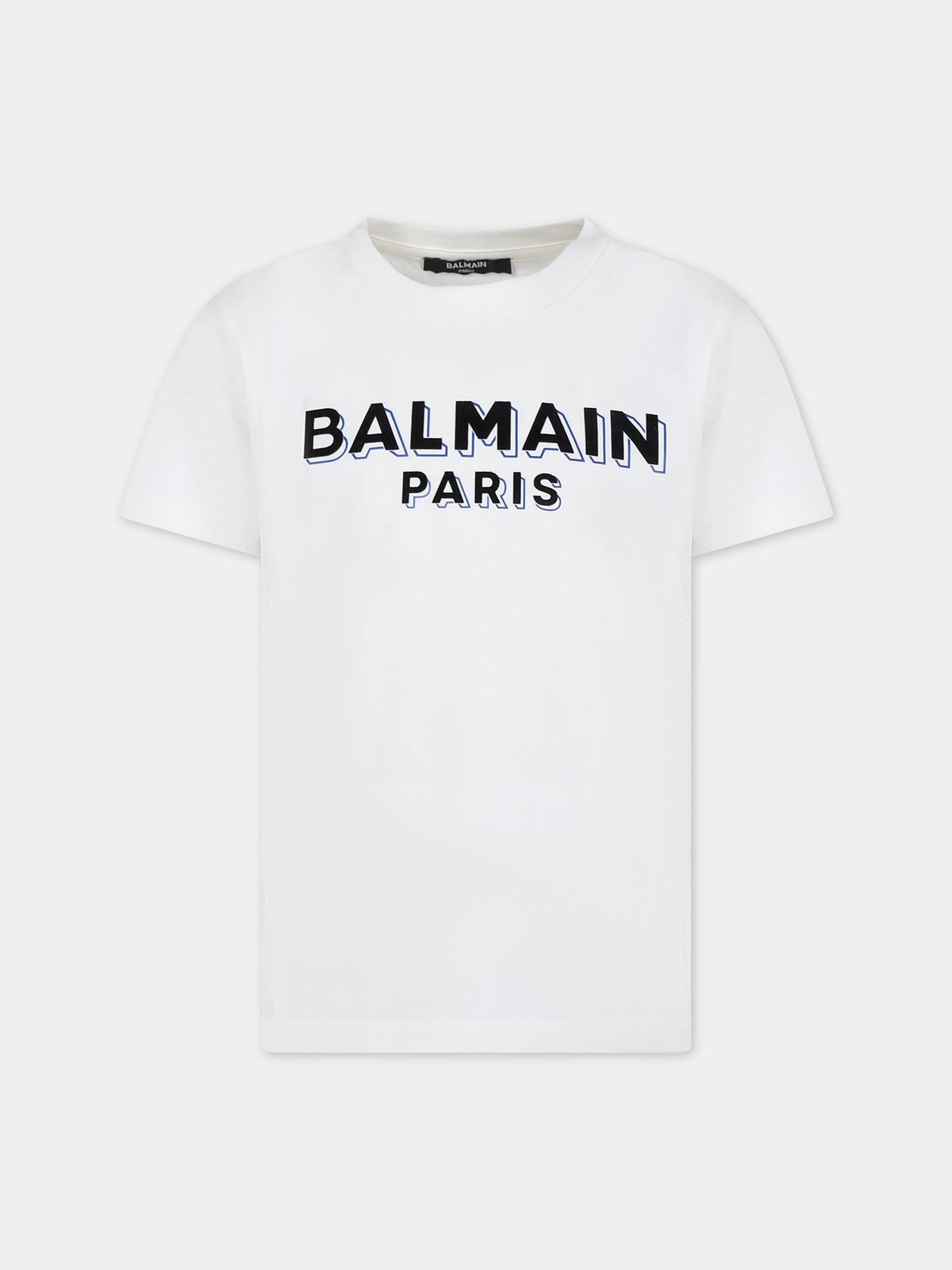 T-shirt bianca per bambina con logo,Balmain Kids,BT8P01 Z0057 102