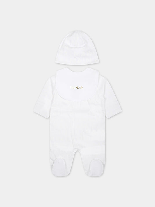 Set tutina bianco per neonata con logo,Balmain Kids,BTB520 Z1523 100BC
