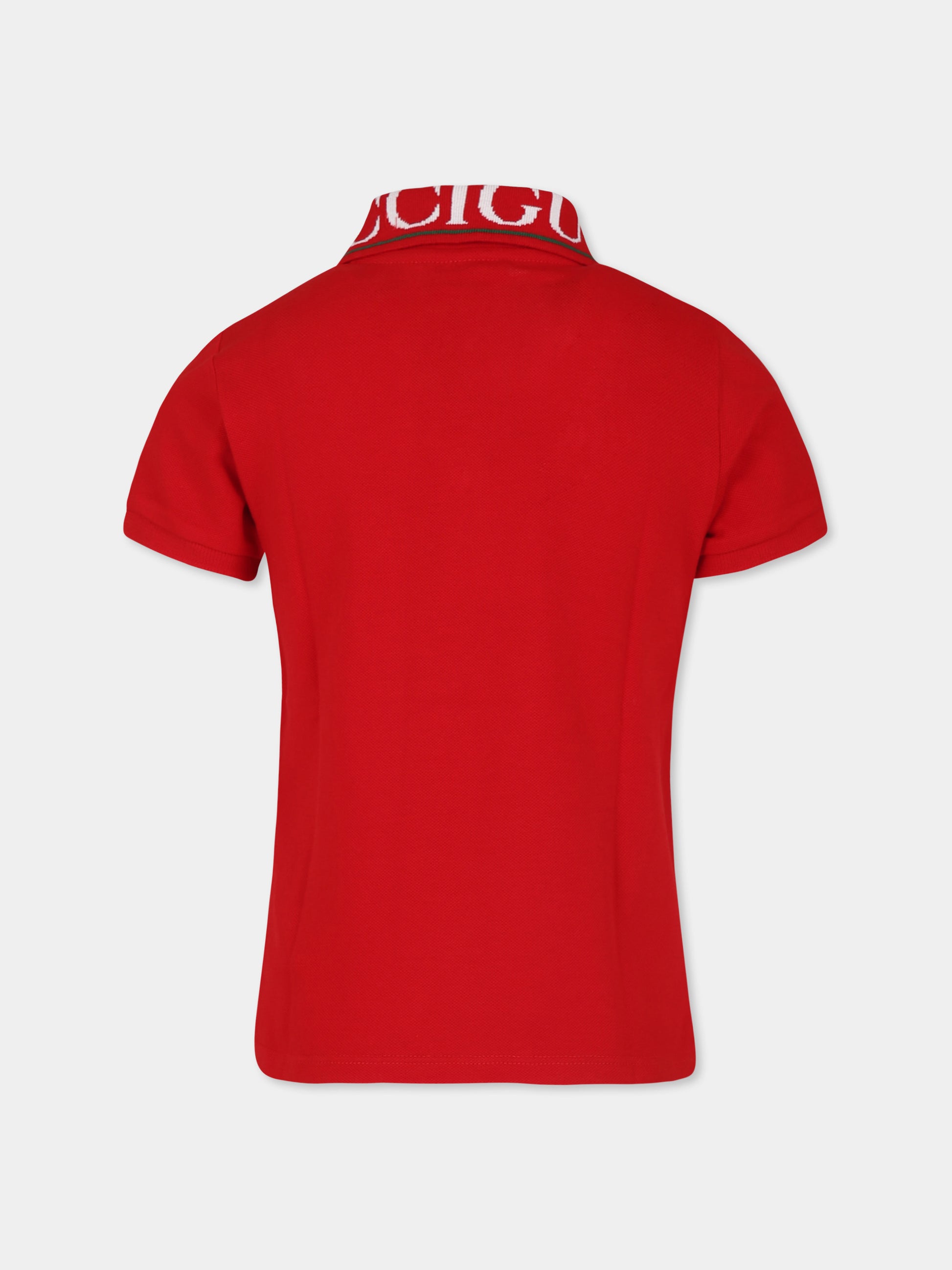 Polo rossa per bambino con logo,Gucci Kids,573882 XJGND 6300