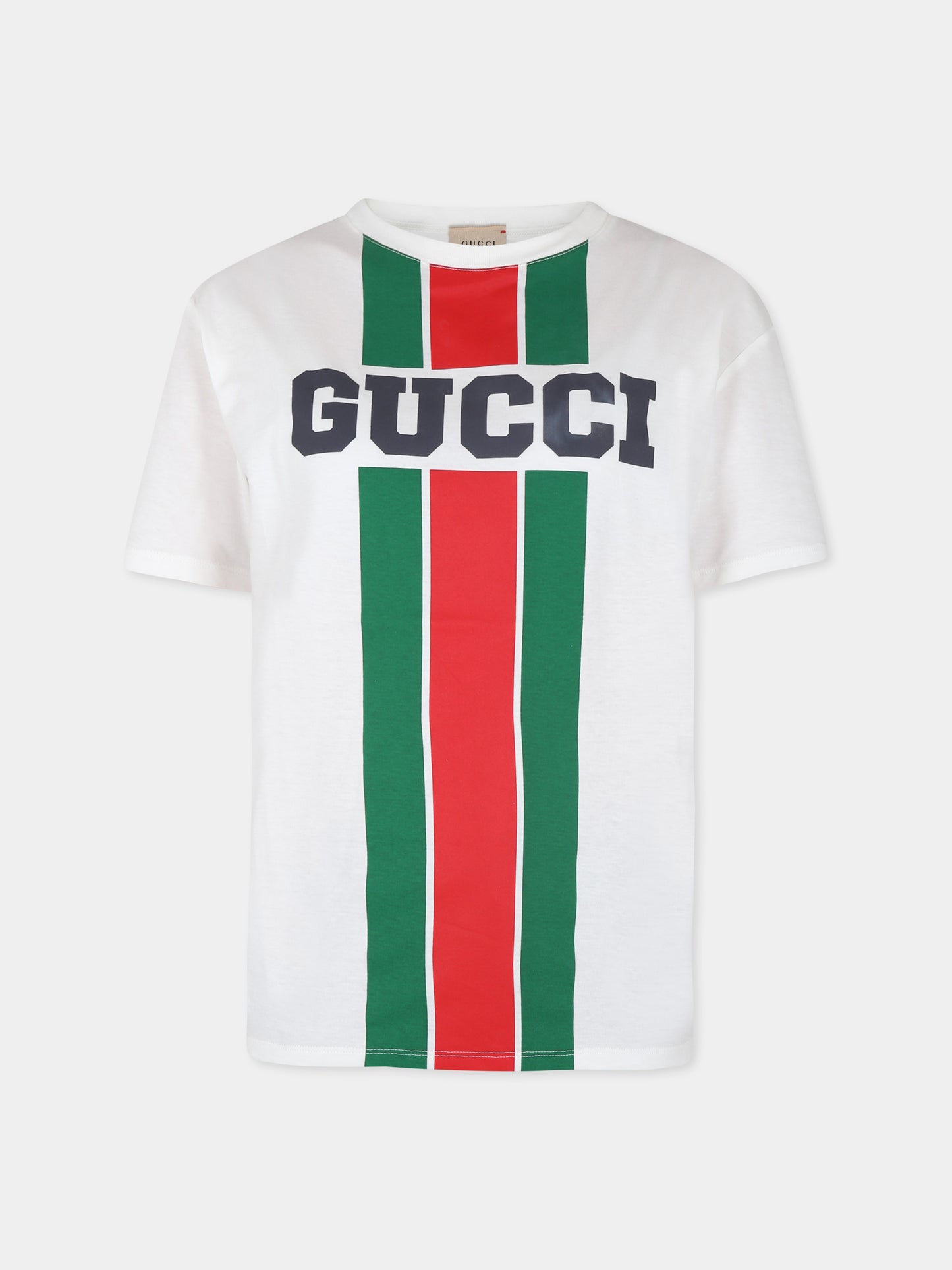 T-shirt bianca per bambini con logo,Gucci Kids,575114 XJGN7 9214