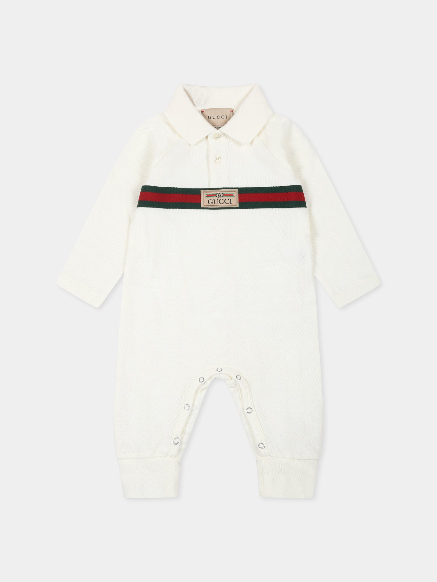 Tutina avorio per neonati con nastro Web,Gucci Kids,790518 XJF3F 9791