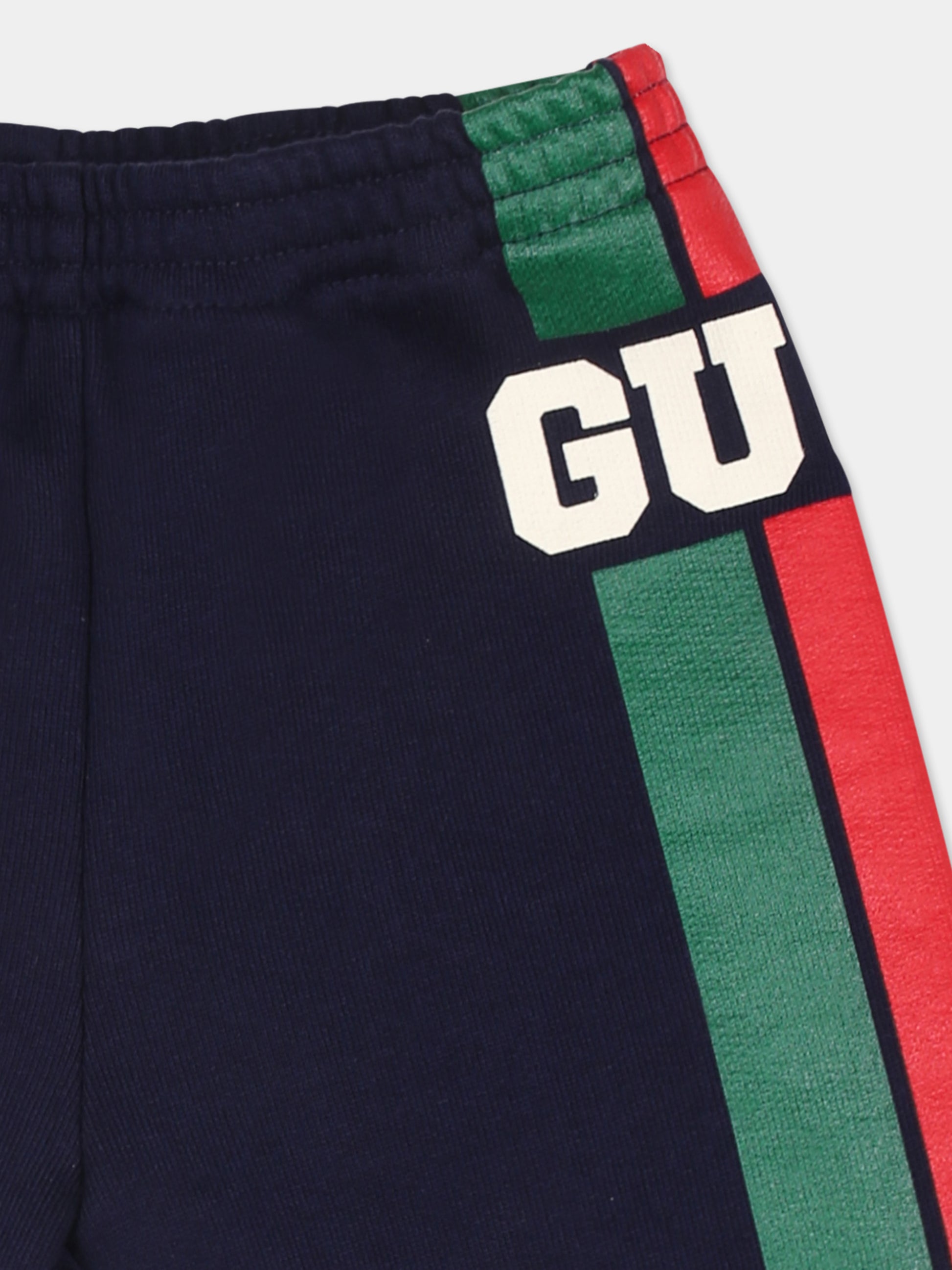 Pantaloni blu per neonato con logo,Gucci Kids,791933 XJGOF 4392