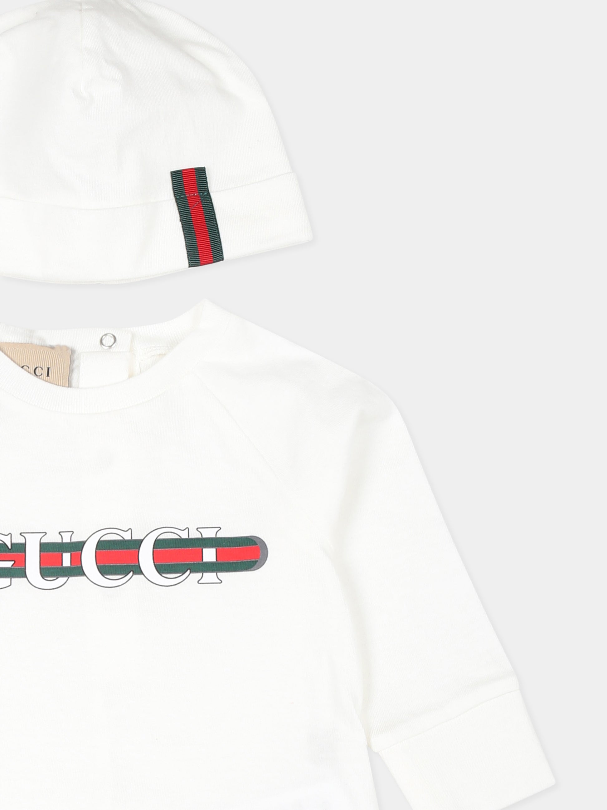 Set tutina bianco per neonati con logo,Gucci Kids,793521 XJGPI 9214
