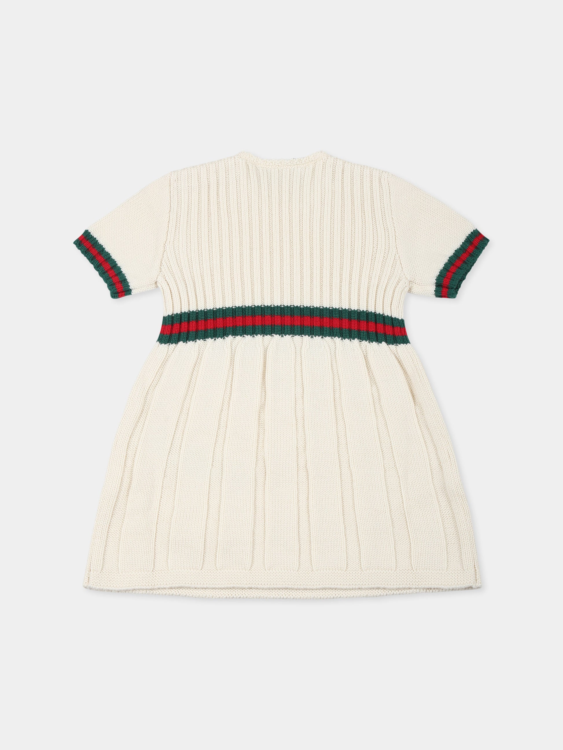 Vestito avorio per neonata con dettaglio Web,Gucci Kids,790773 XKD51 9112