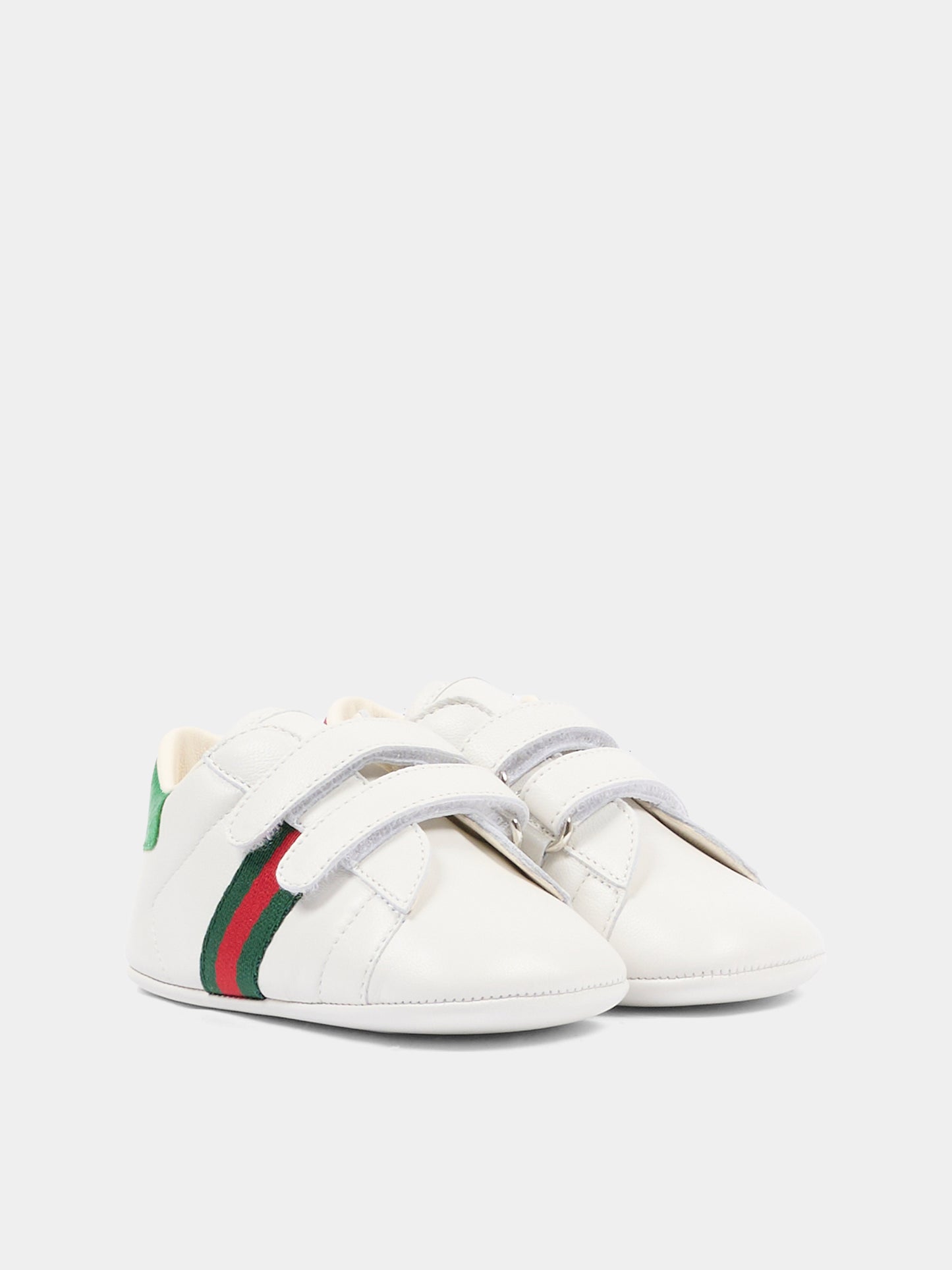 Sneakers Ace bianche per neonati con dettaglio Web,Gucci Kids,500852 BKPT0 9070