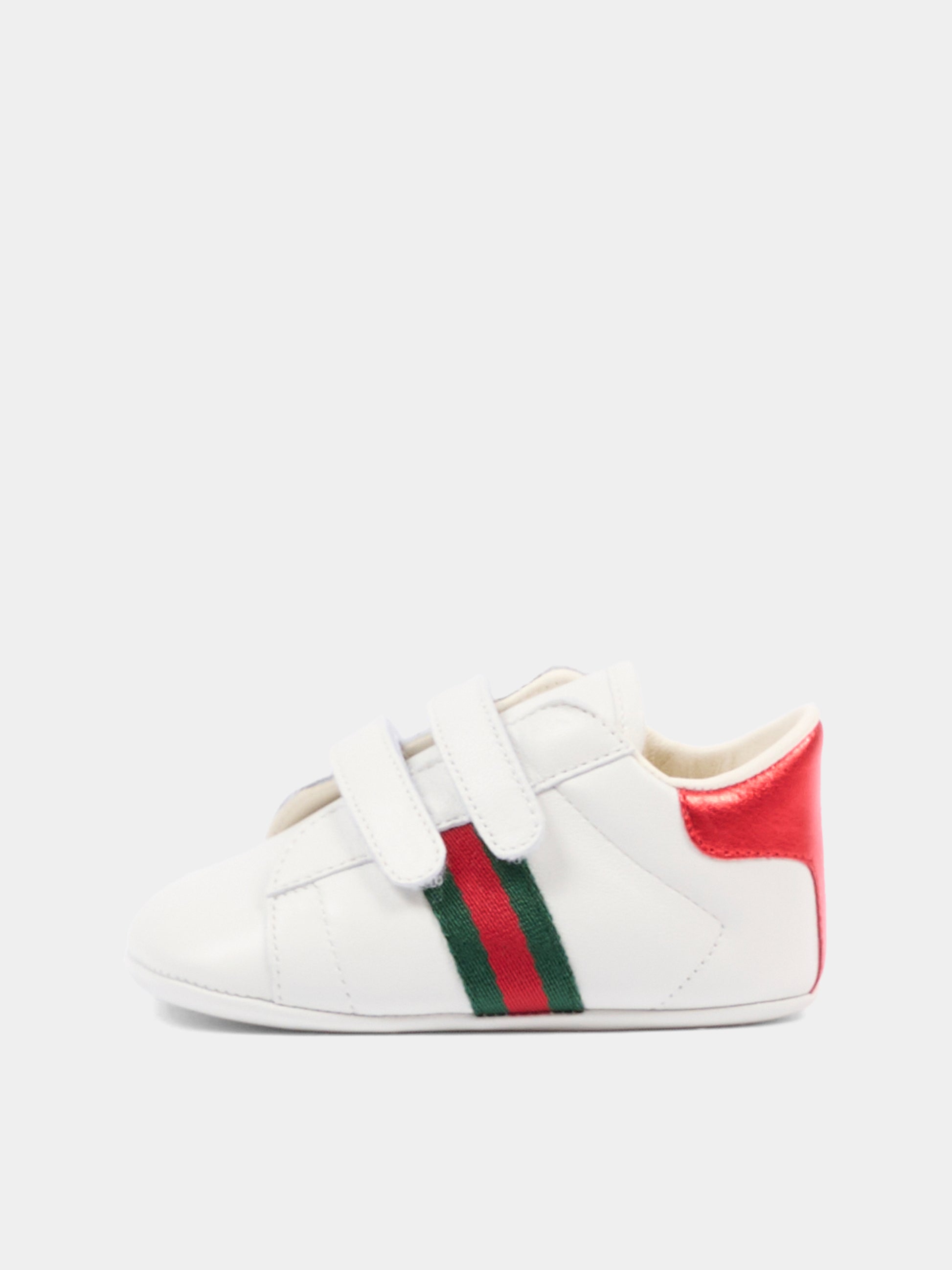 Sneakers Ace bianche per neonati con dettaglio Web,Gucci Kids,500852 BKPT0 9070