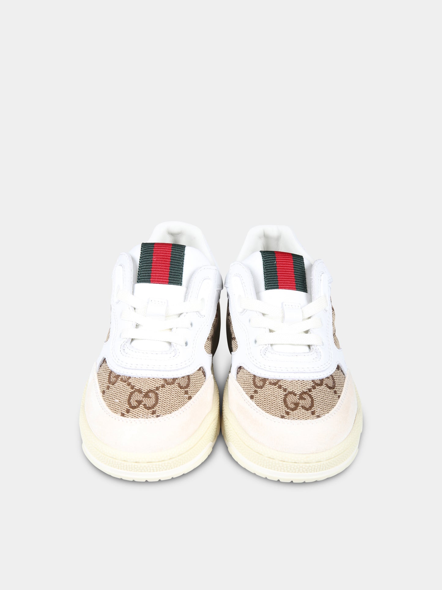 Sneakers Re Web bianche per bambini con logo,Gucci Kids,795814 AADOW 9555